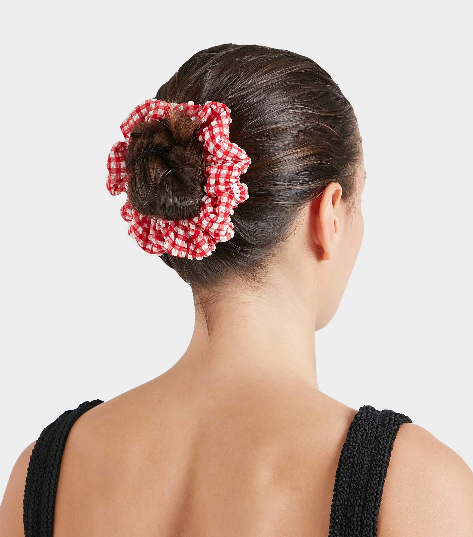 Gingham Seersucker Scrunchie - Red Gingham Product Image