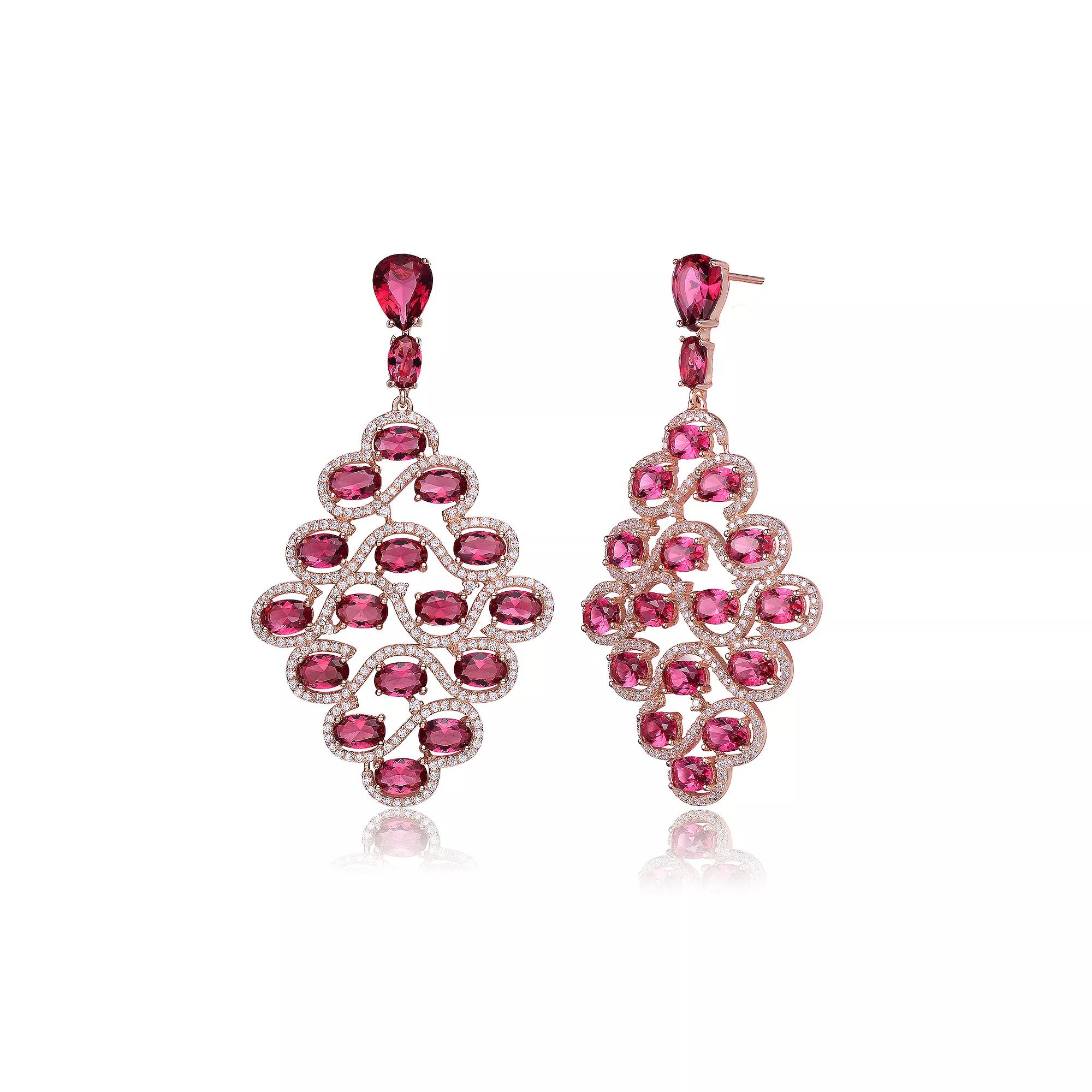 18k Rose Gold over Sterling Silver Cubic Zirconia Drop Earrings, Women's, Pink Tone Product Image