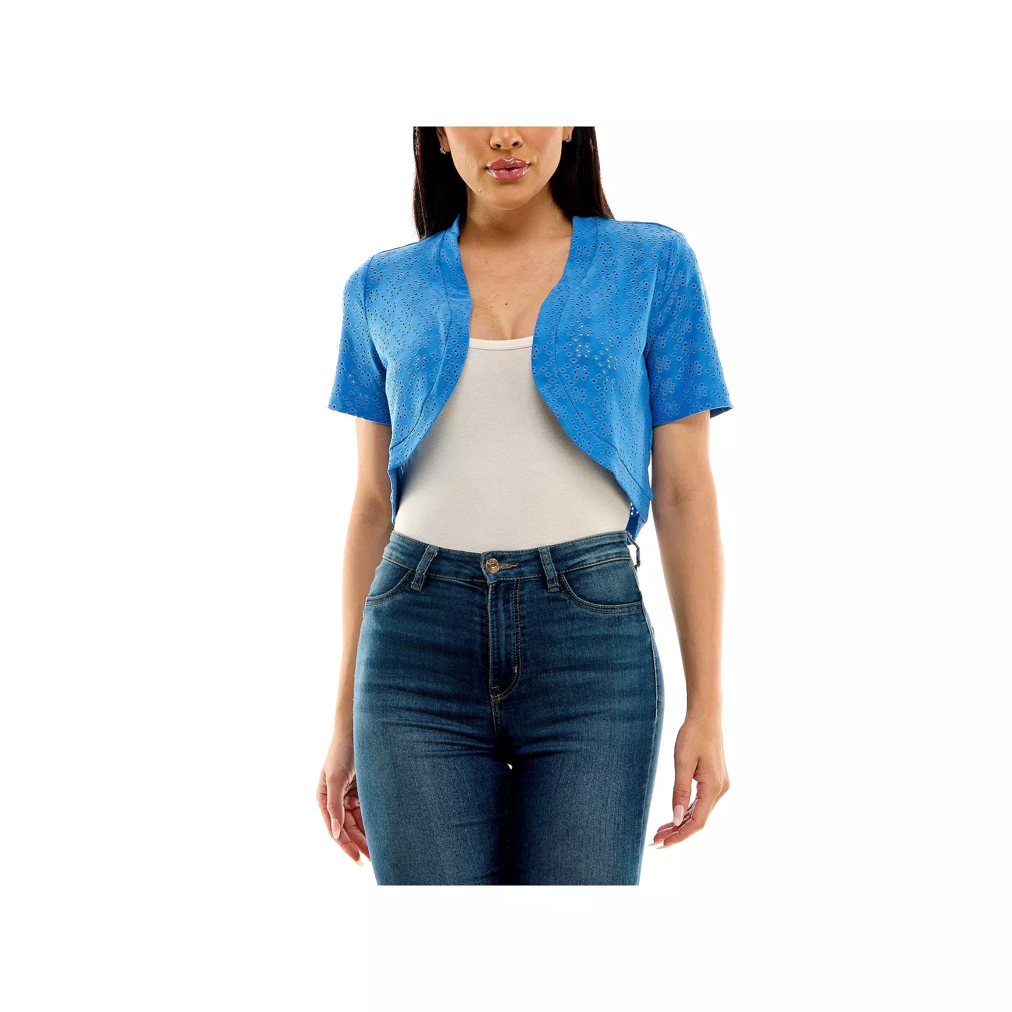 Women's Nina Leonard Eyelet Knit Bolero,  Product Image