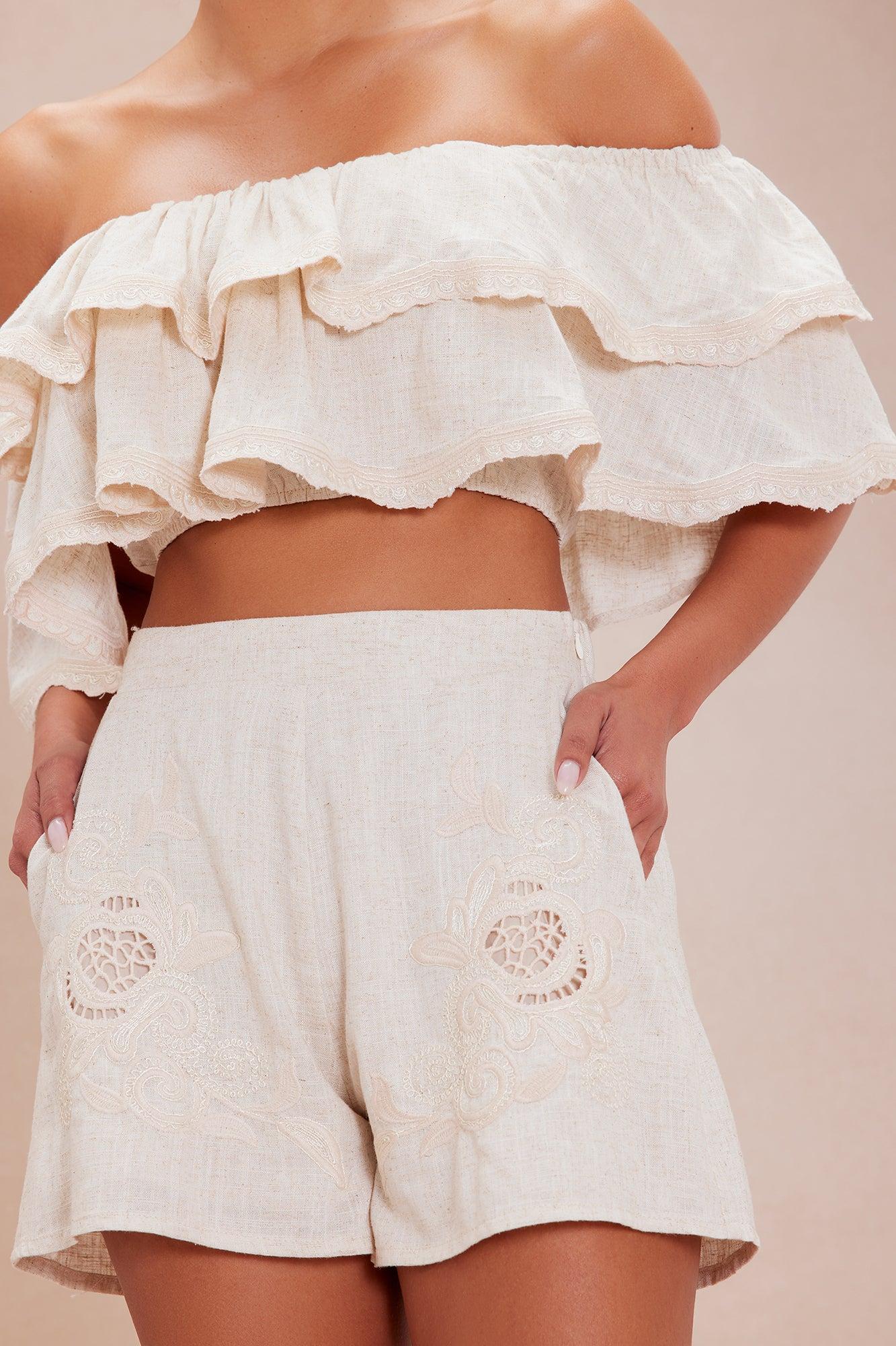 Alyssa Linen Short Set - Cream Product Image