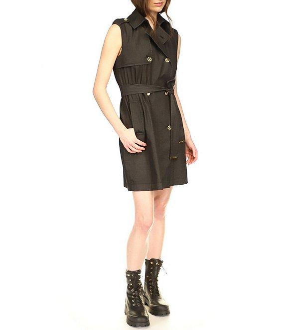 Michael Kors Mini Chambray Sleeveless Trench Dress Product Image