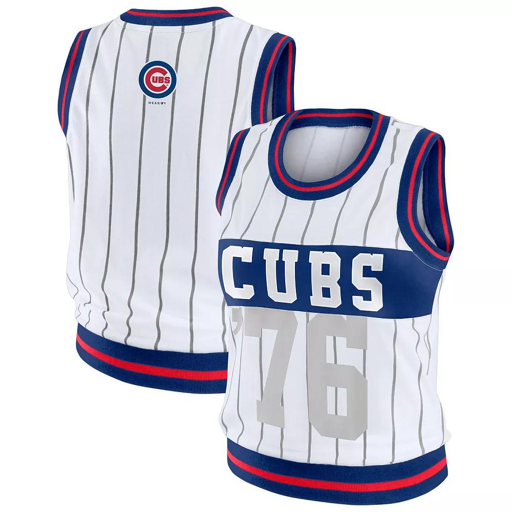 Women's WEAR by Erin Andrews  White Chicago Cubs Sporty Tank Top, Size: Large Product Image