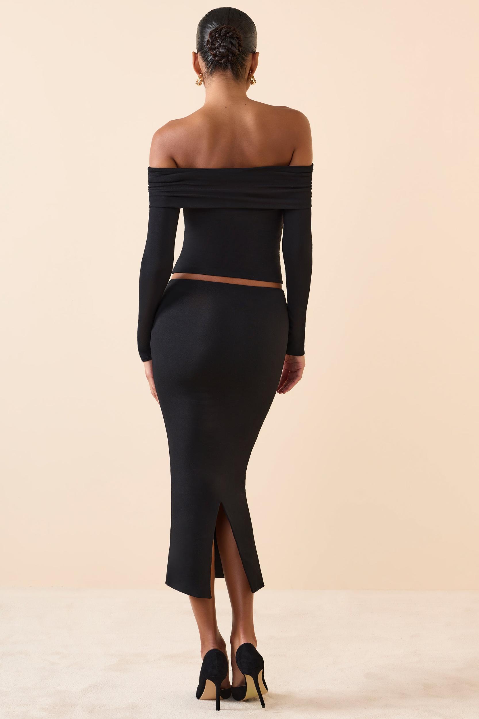 Modal Mid-Rise Midaxi Skirt in Black Female Product Image