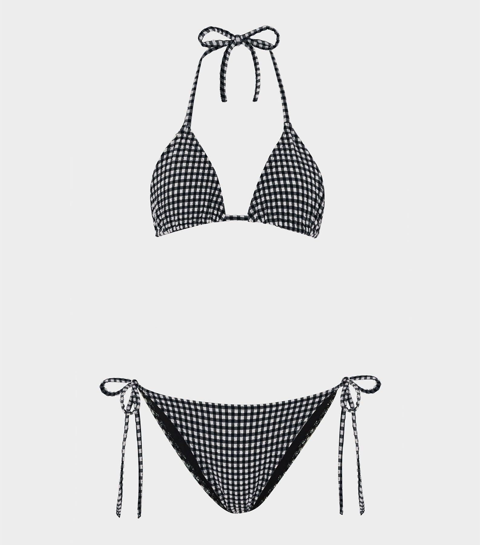 Gingham Seersucker Sabrina Bikini - Black Gingham Product Image
