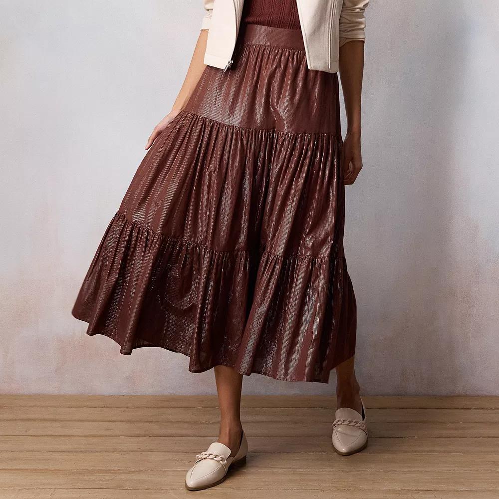 Women's LC Lauren Conrad Tiered Midi Skirt, Size: XS, Perry Brown Product Image