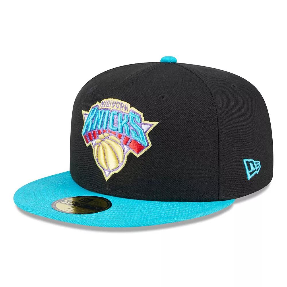 Men's New Era Black/Turquoise New York Knicks Arcade Scheme 59FIFTY Fitted Hat, Size: 7 3/8 Product Image