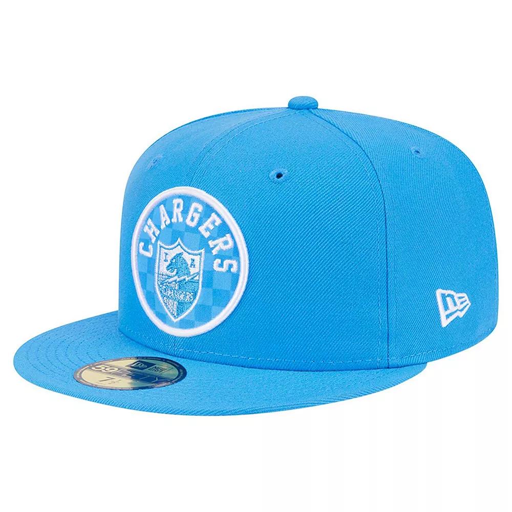 Men's New Era Powder Blue Los Angeles Chargers Checkered 59FIFTY Fitted Hat, Size: 7, Light Product Image