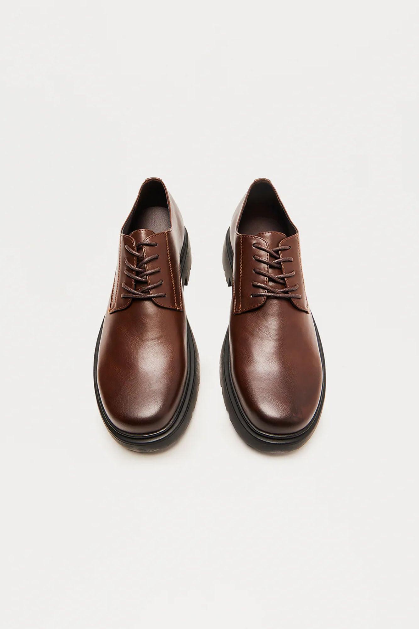Chunky Lace Up Shoes - Brown Male Product Image