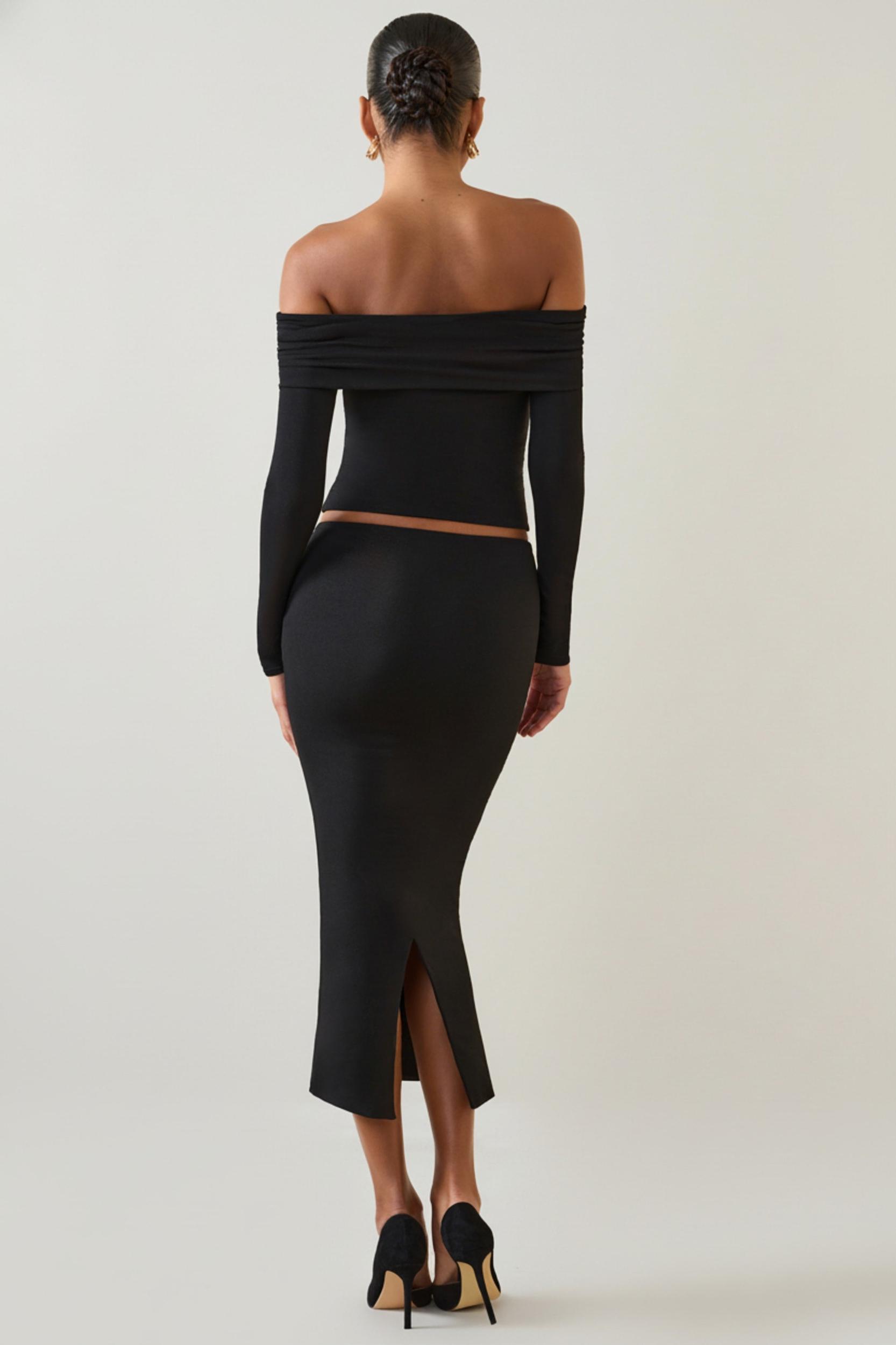 Modal Mid-Rise Midaxi Skirt in Black Product Image