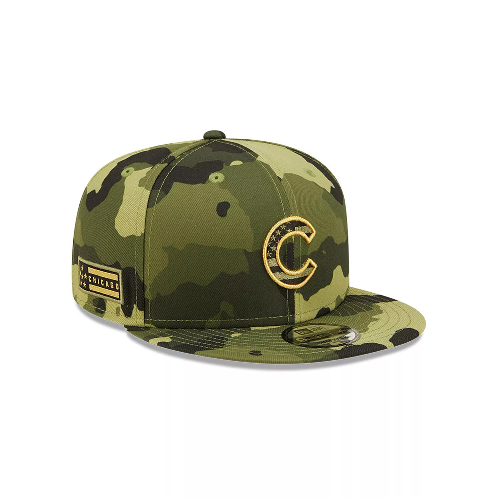 Men's New Era Camo Chicago Cubs 2022 Armed Forces Day 9FIFTY Snapback Adjustable Hat, Green Product Image
