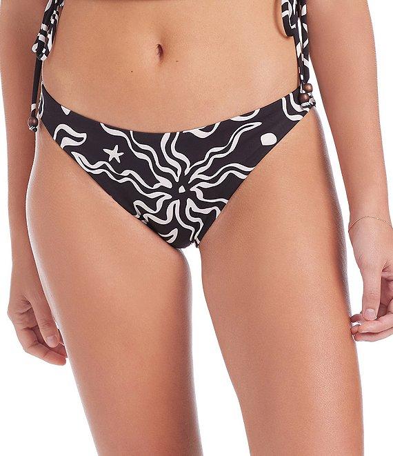 Sanctuary Beach Conversation Mix Pattern Printed Cinch Back Hipster Swim Bottom Product Image