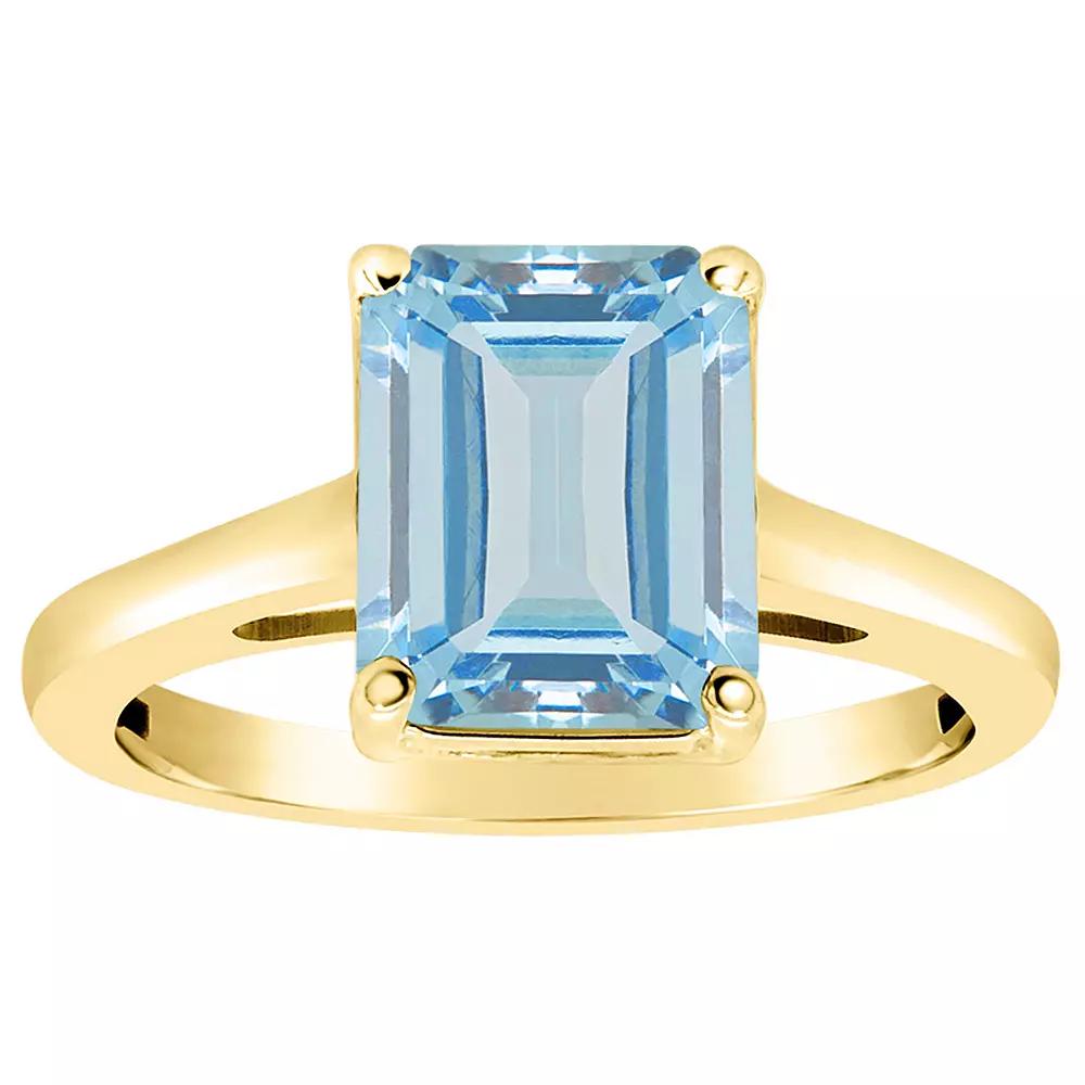 Alyson Layne 14k Gold Emerald Cut Sky Blue Topaz Solitaire Ring, Women's, Size: 7 Product Image