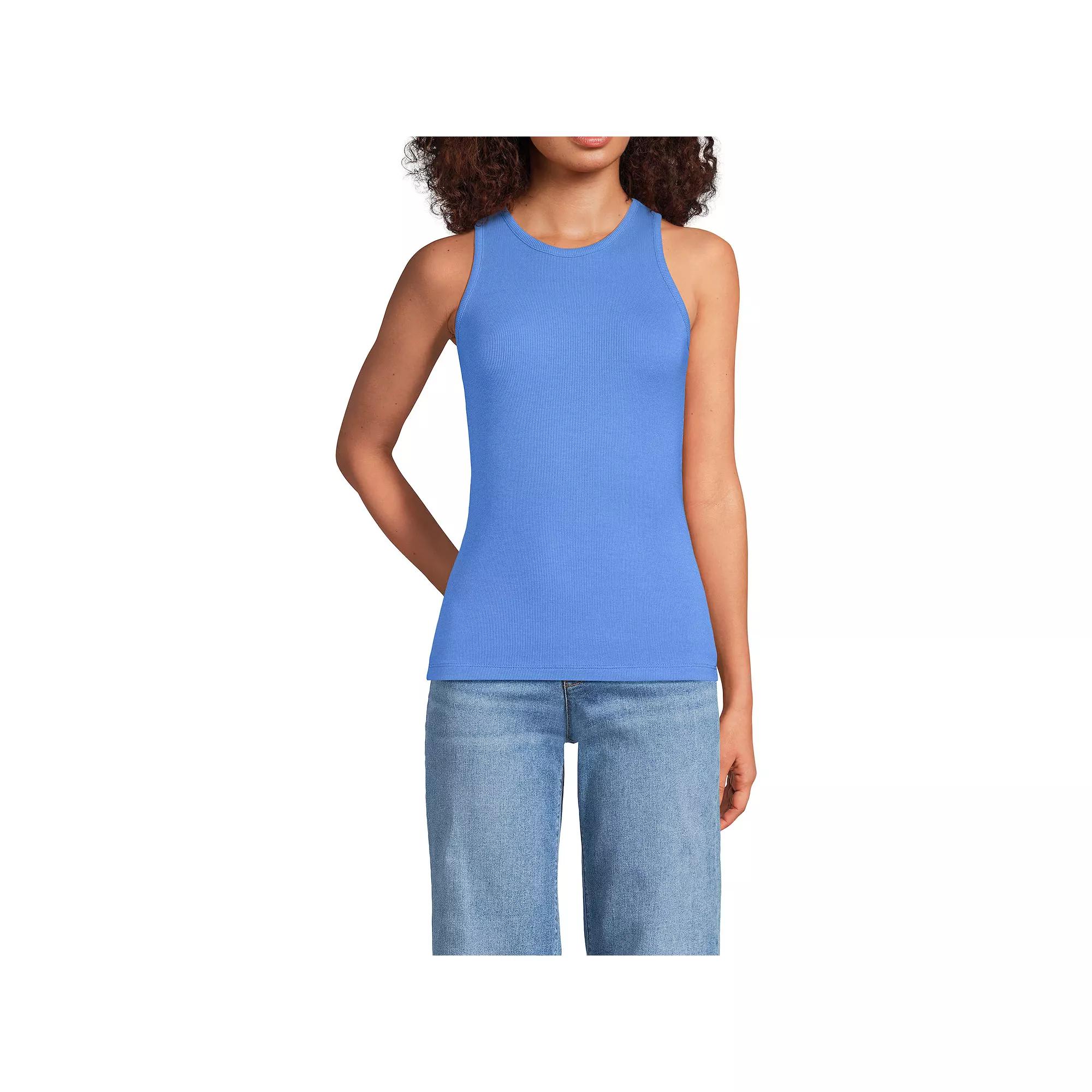 Women's Lands' End Drapey Rib Fitted Tank Top,  Product Image