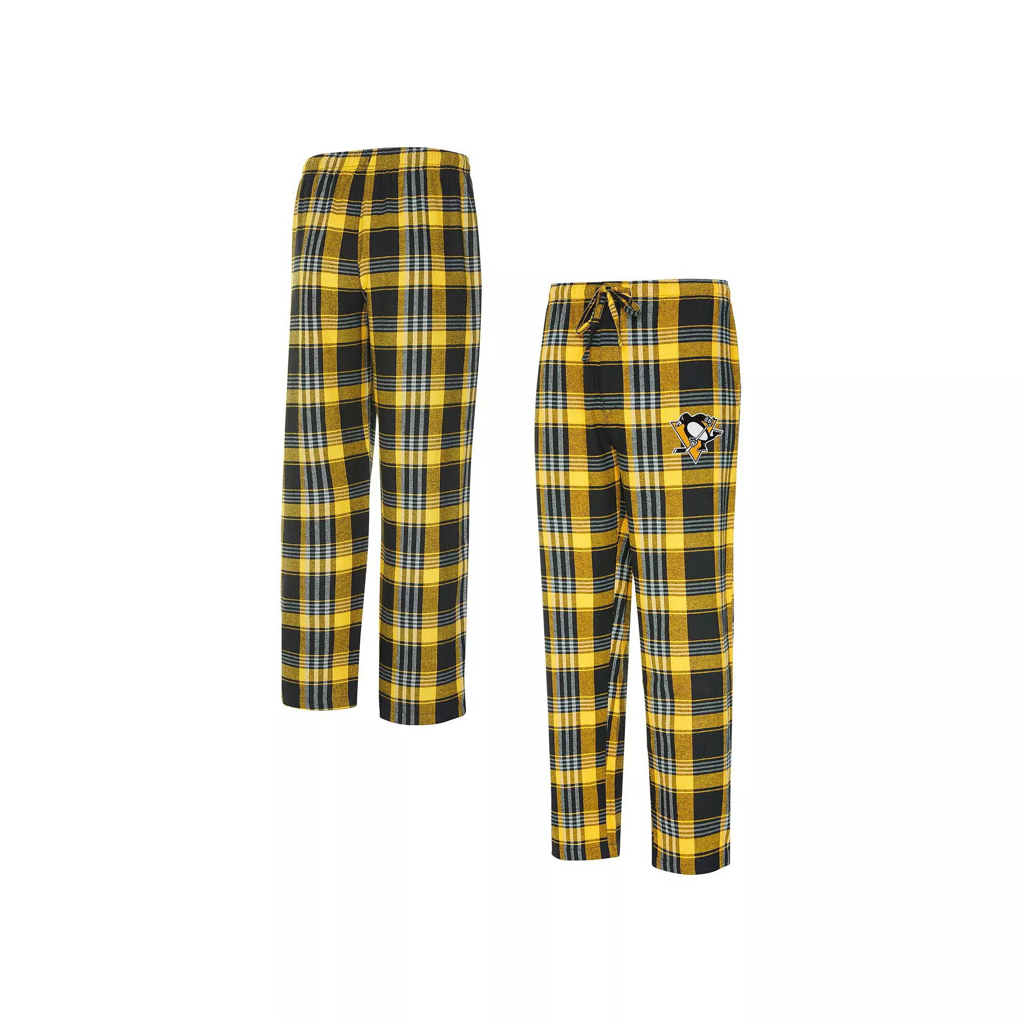 Men's Concepts Sport Gold/Black Pittsburgh Penguins Region Flannel Sleep Pants, Size: XL Product Image