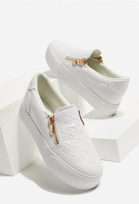 JustFab Margaux Platform Loafer Pump Womens Black/ White Size 8.5 Product Image