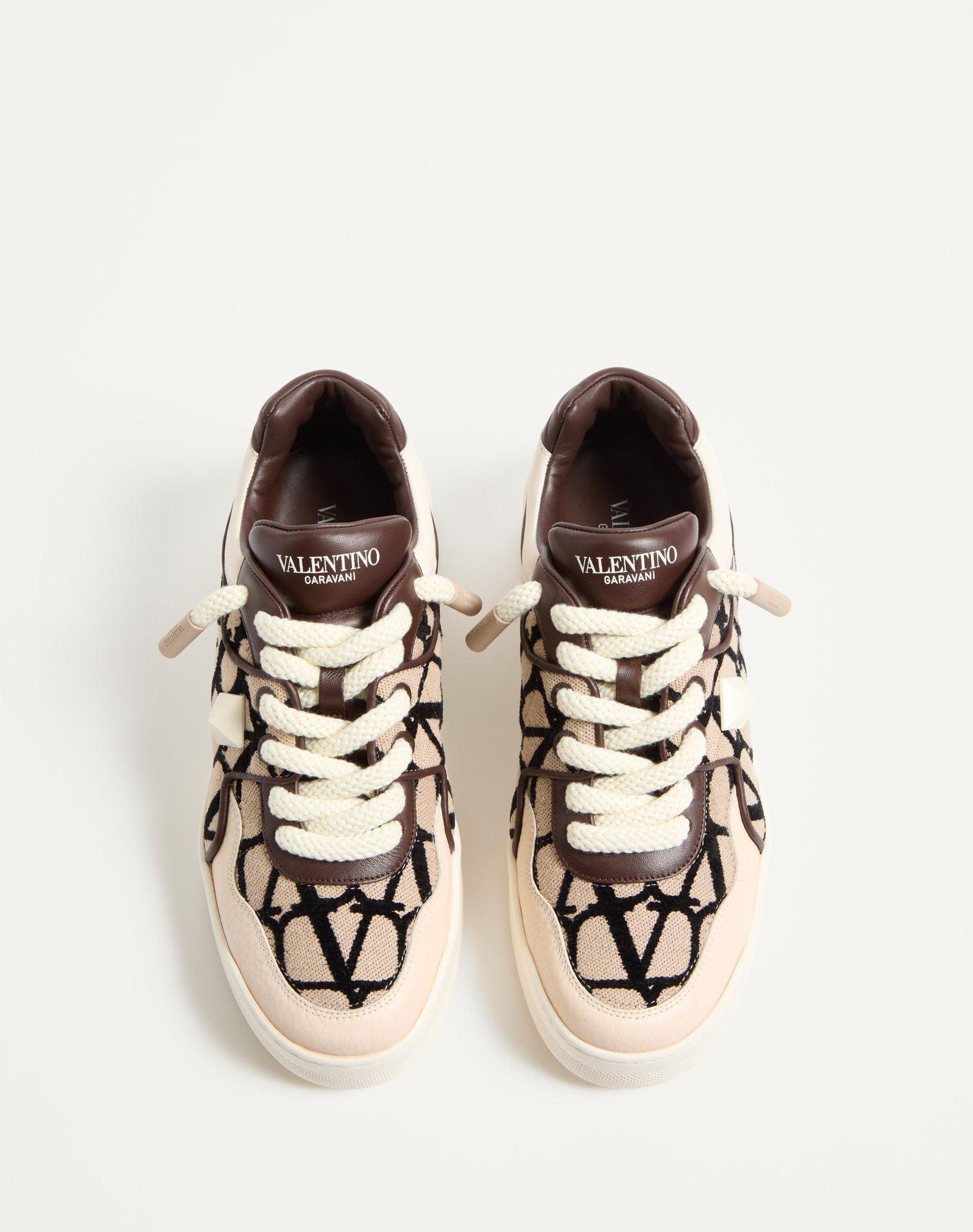 One Stud Xl Low-Top Sneaker In Nappa Leather And Toile Iconographe Fabric Product Image