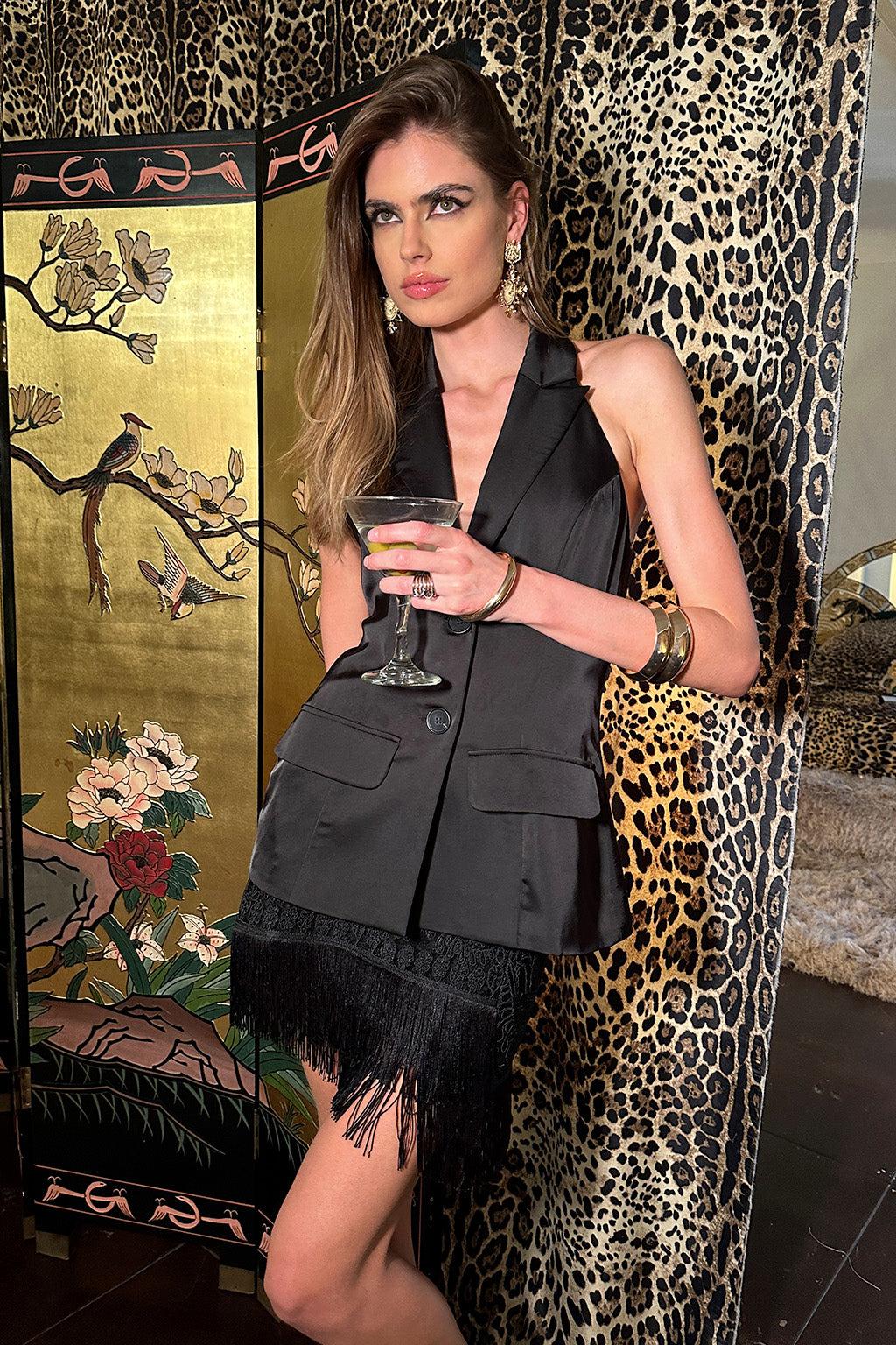 Noir Black Satin Longline Vest Product Image