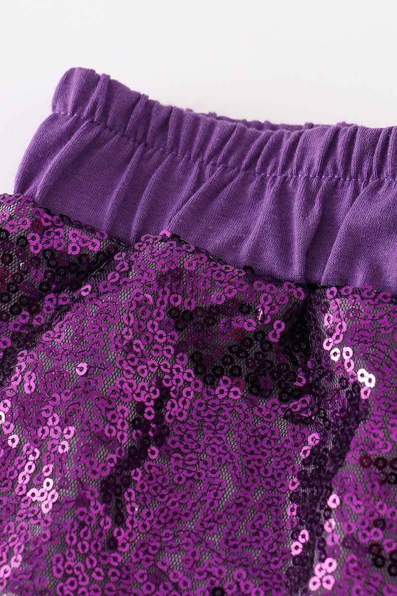 Purple sequin mardi gras mom&me skorts Product Image