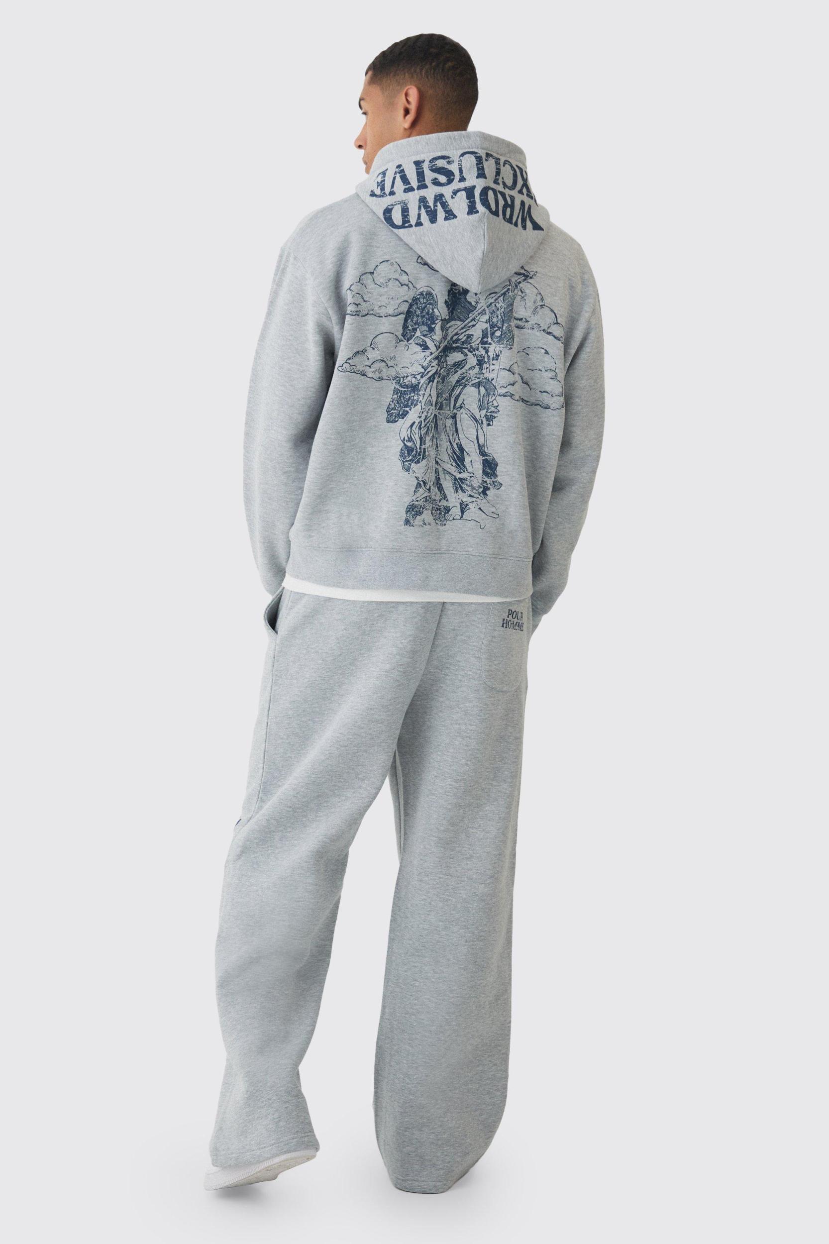 Oversized Boxy Offcl Print Zip Through Hoodie | boohooMAN USA Product Image