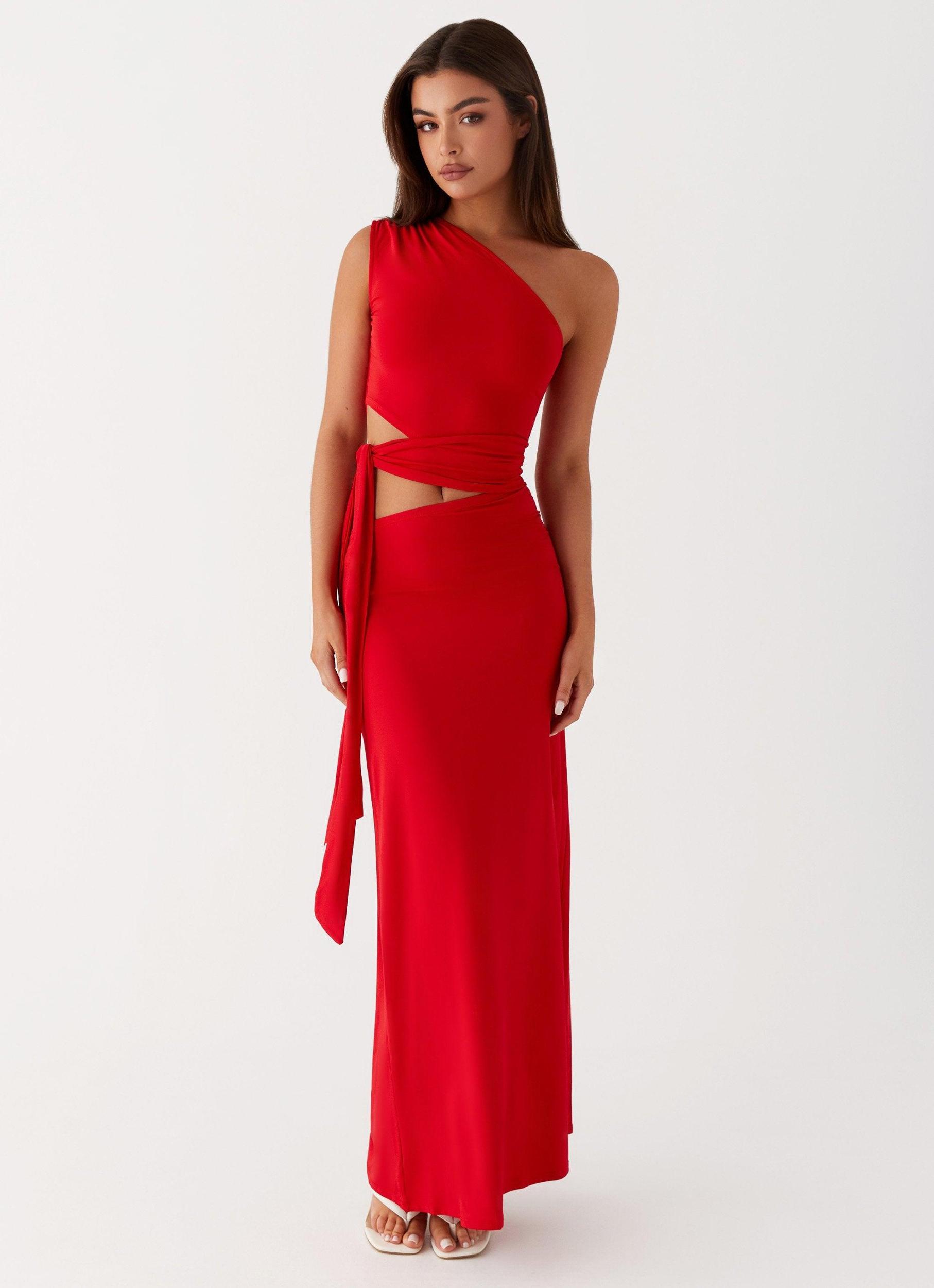 Love Me Tie Maxi Dress - Red Product Image