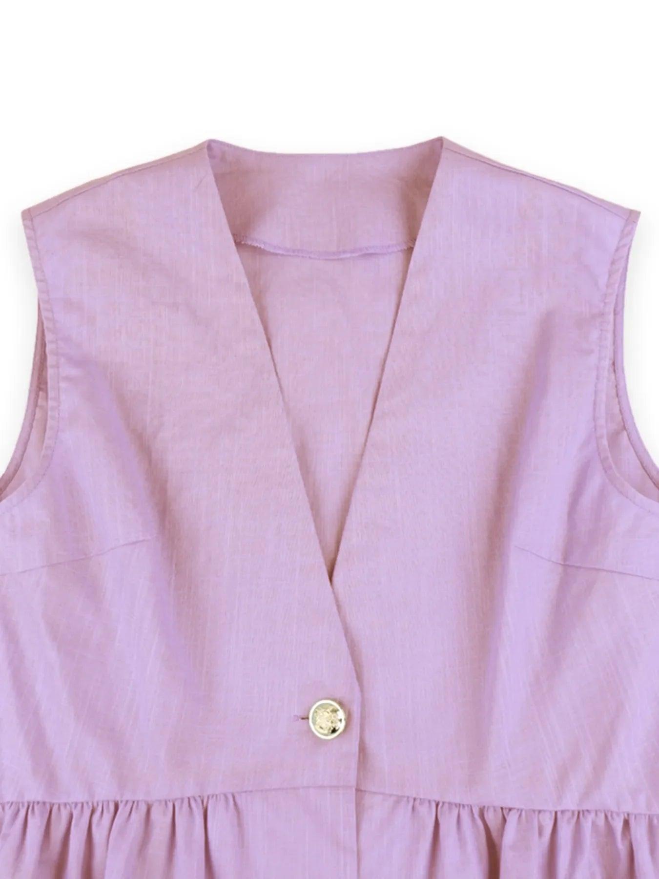 Button Down Peplum Vest and Pants Set Product Image