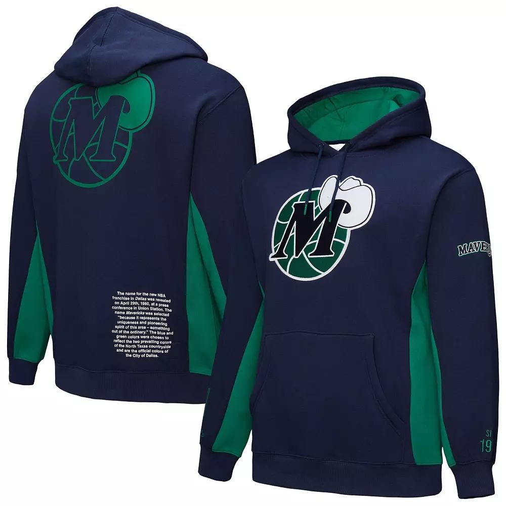 Men's Mitchell & Ness Navy Dallas Mavericks Hardwood Classics Team Origins Fleece Pullover Hoodie,  Product Image