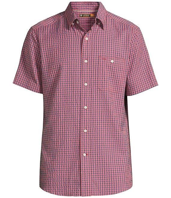 Cremieux Blue Label Performance Stretch Gingham Seersucker Short Sleeve Woven Shirt Product Image