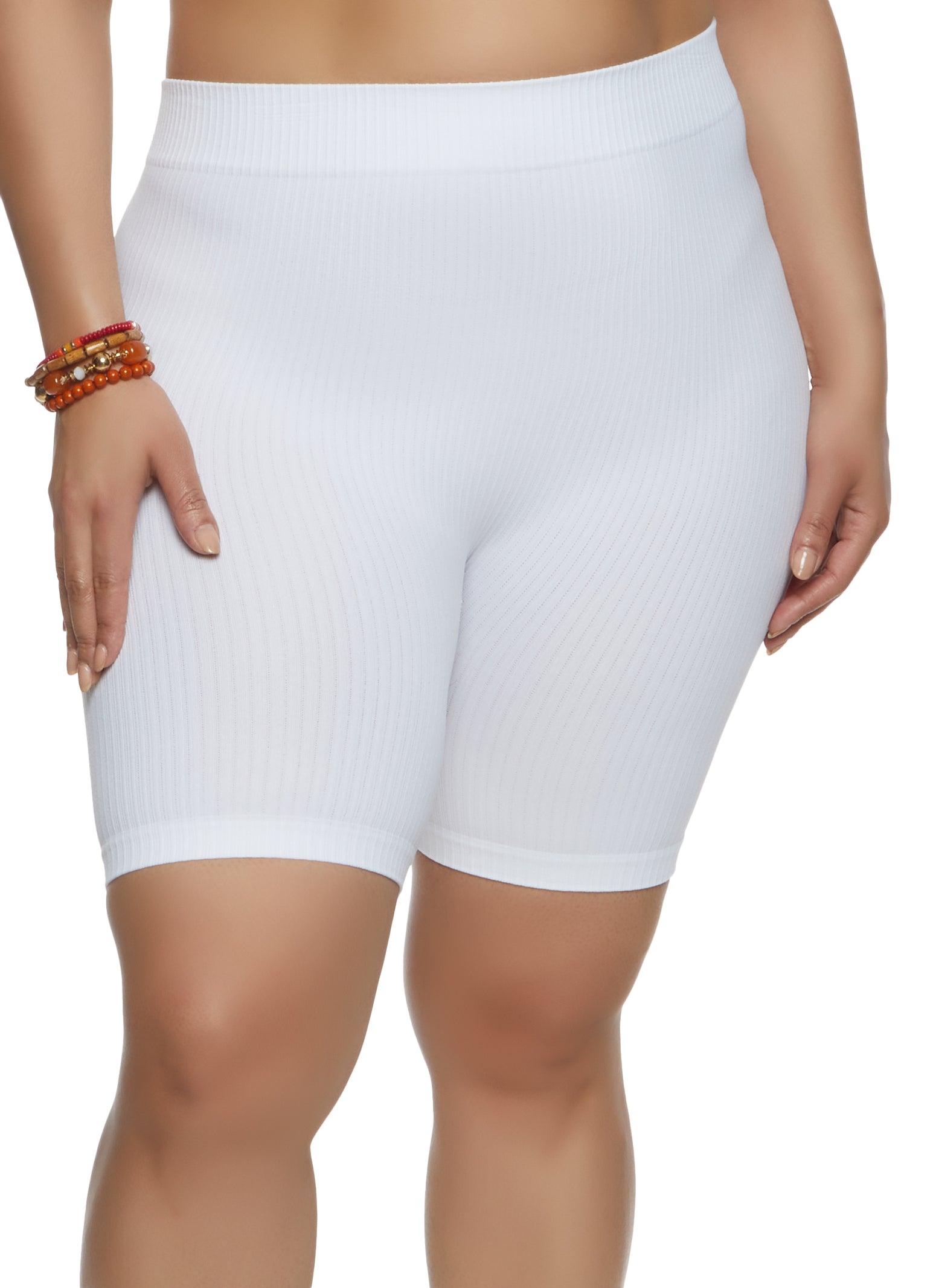 Womens Plus Size Rib Knit Seamless Biker Shorts Product Image