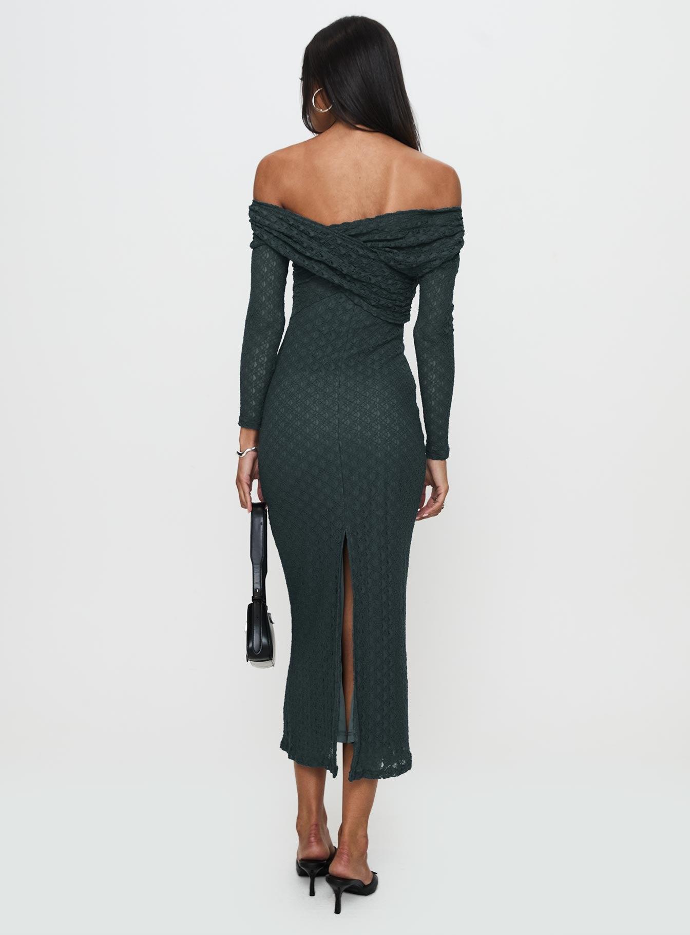 Elexis Off The Shoulder Maxi Dress Blue Product Image