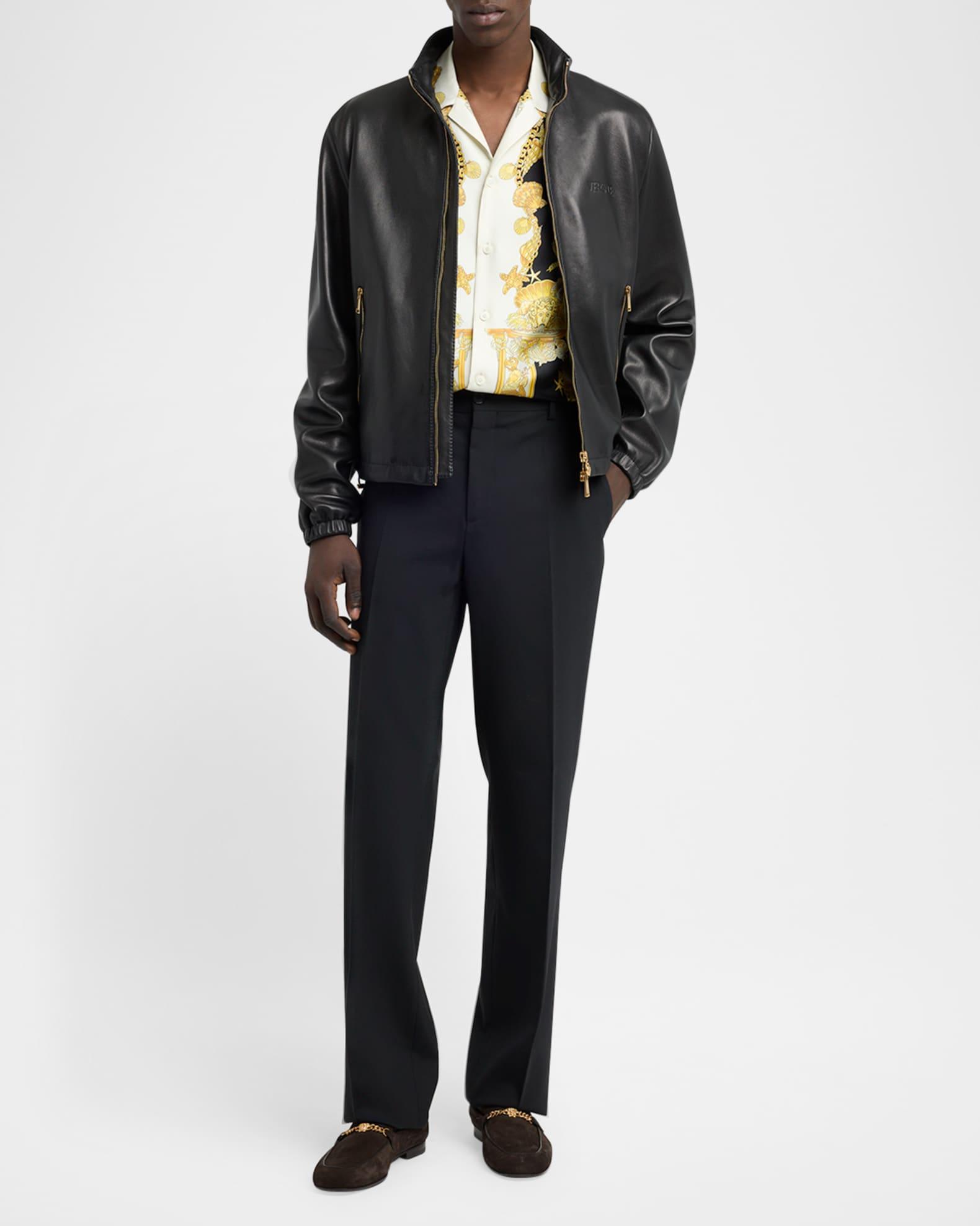 Men's Full-Zip Leather Jacket Product Image