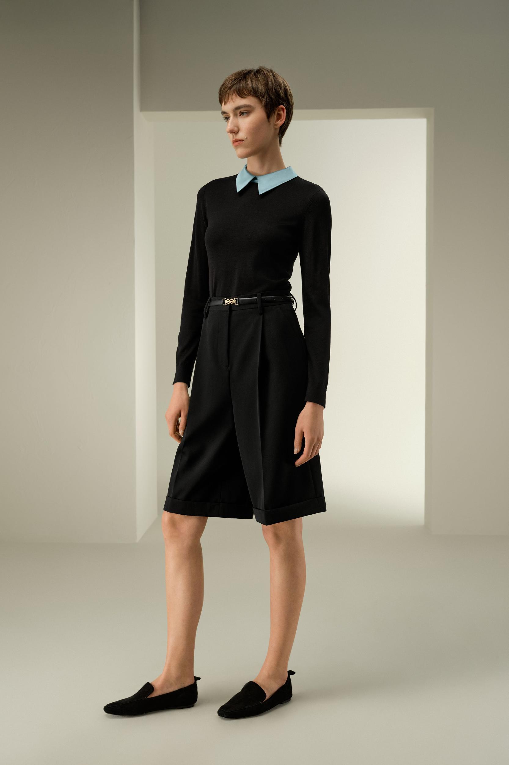 LSxES Tailored Knee-Length Wool Shorts Product Image