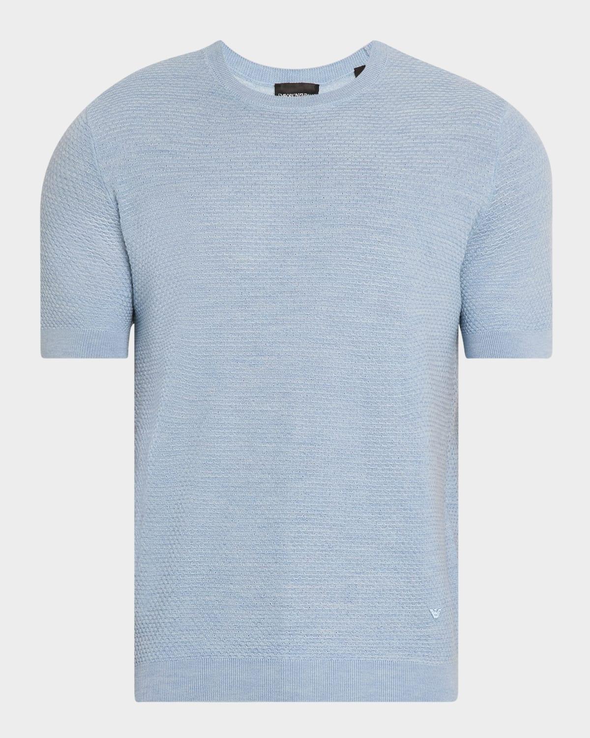 Men's Textured Wool Short-Sleeve Crewneck Sweater Product Image