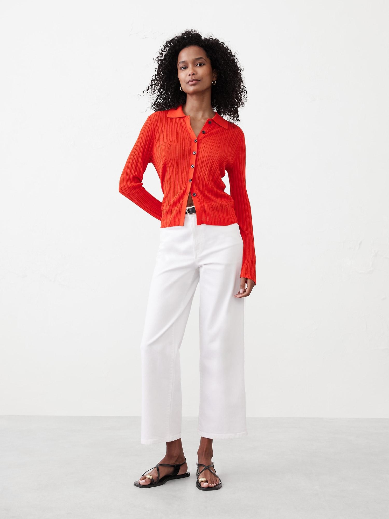 Sheer Button-Down Cardigan Sweater Product Image