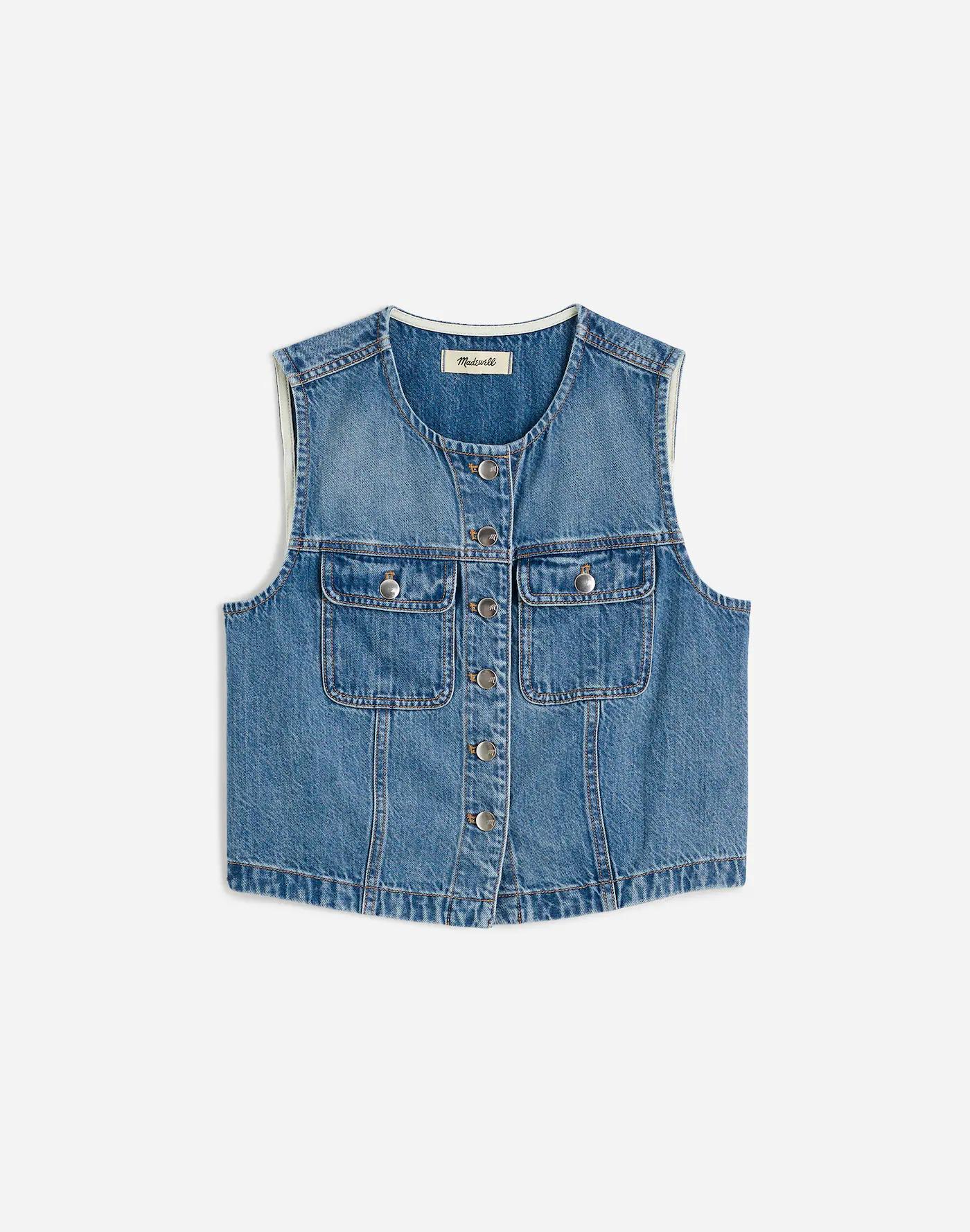Cropped Denim Vest: Airy Denim Edition Product Image