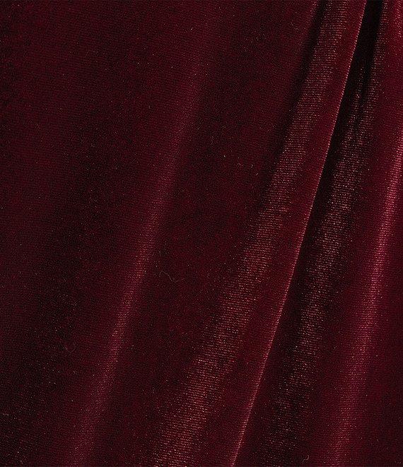 Calessa Plus Size Embroidered Velvet Ruffled Split V-Neck Long Sleeve Button-Front Tunic Product Image