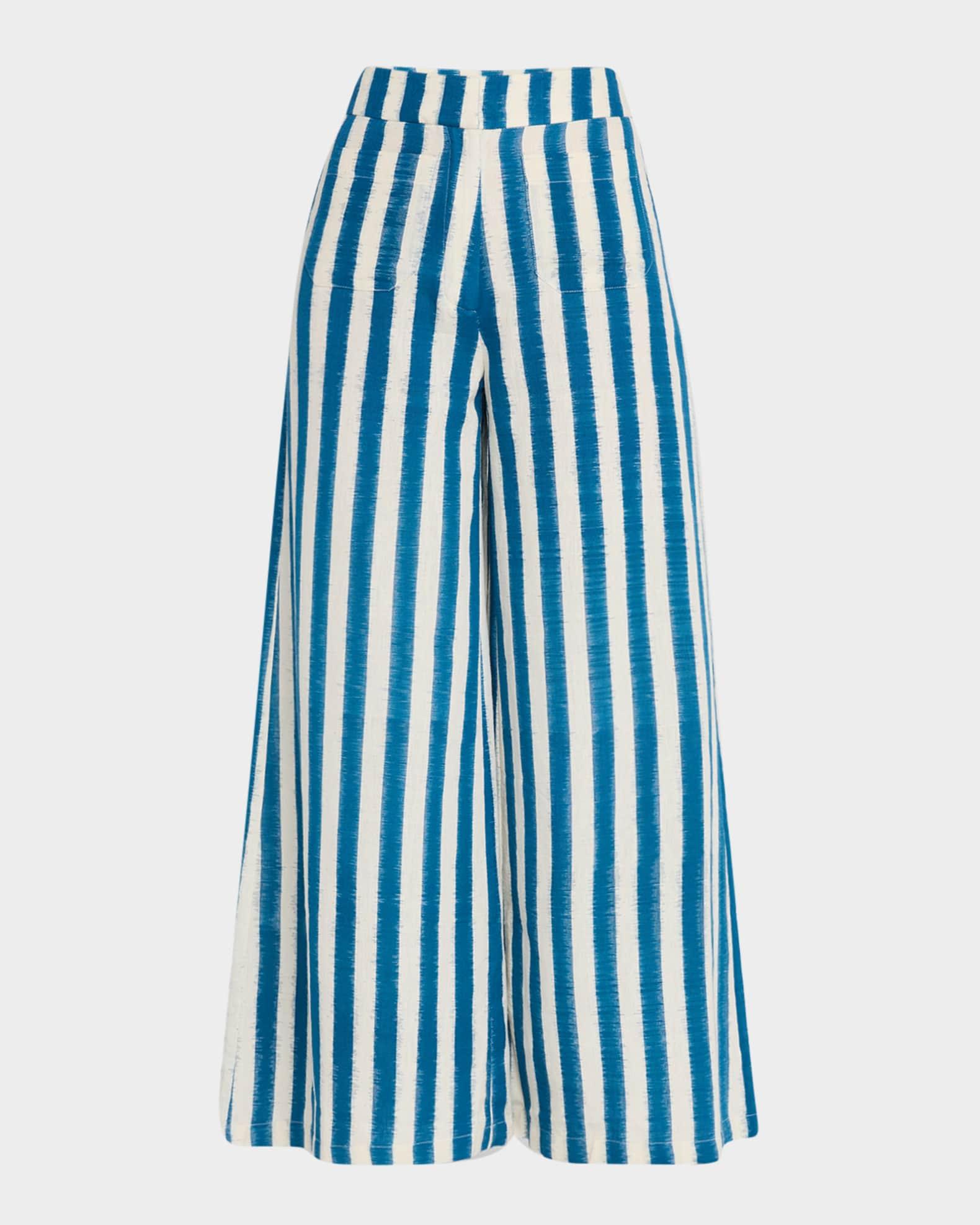 Adele Striped Wide-Leg Ankle Pants Product Image