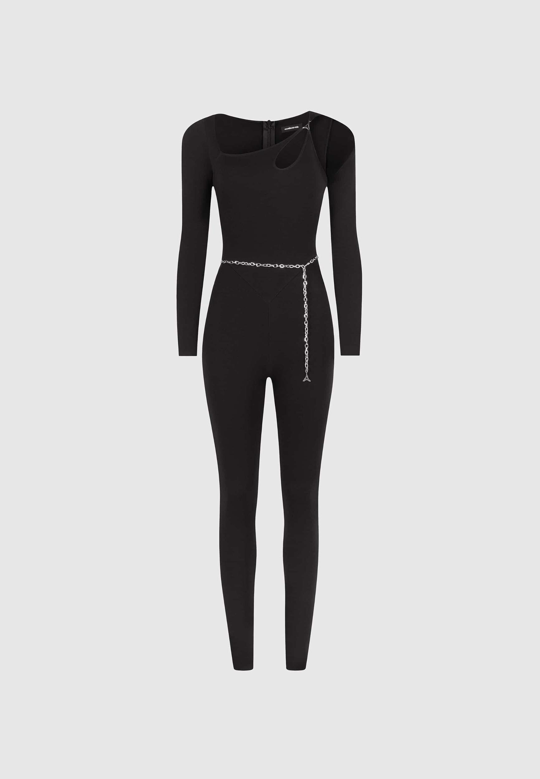 Eiffel Chain Detail Jumpsuit - Black Female Product Image