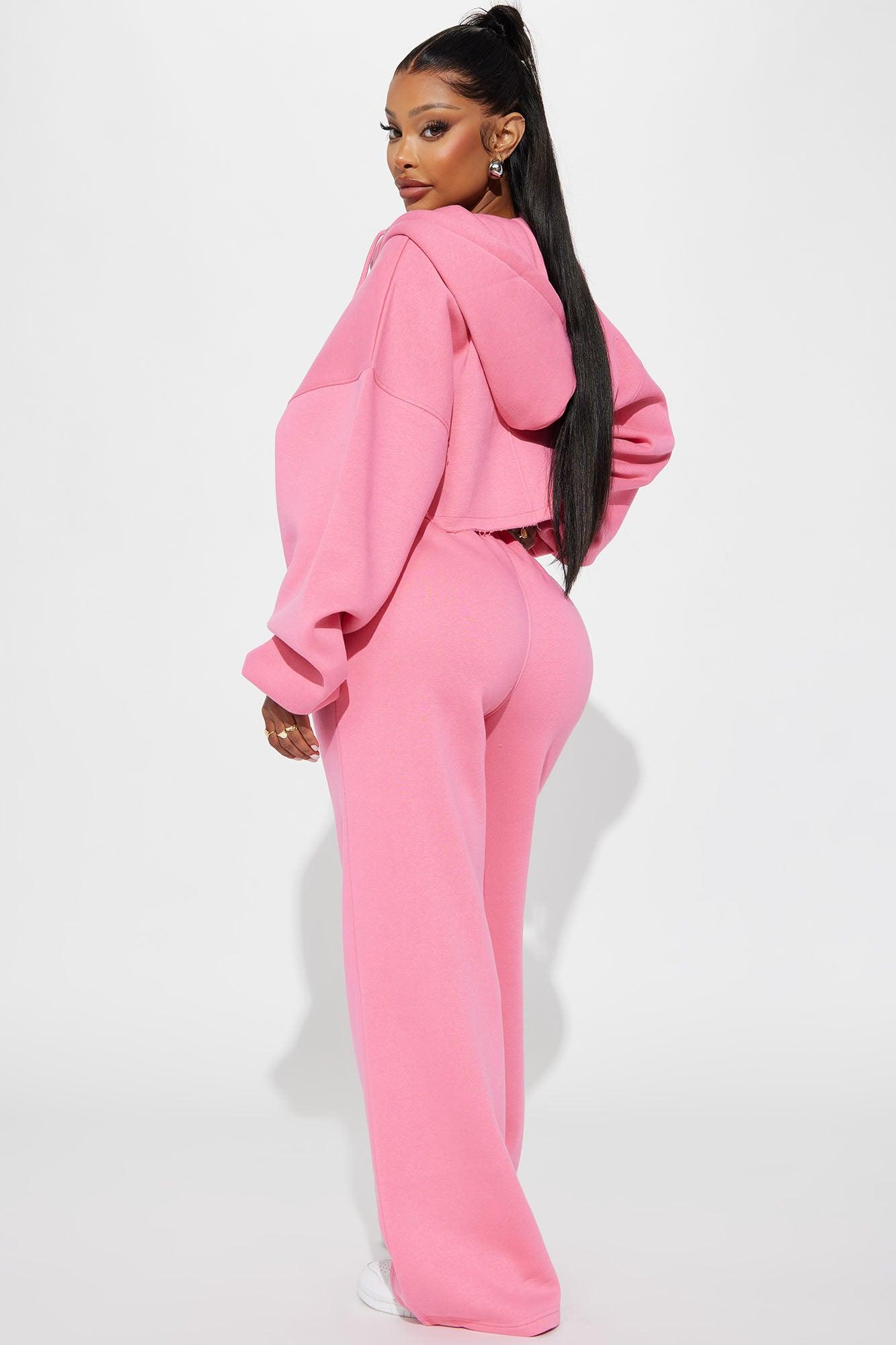 On The Go Fleece Pant Set - Pink Product Image