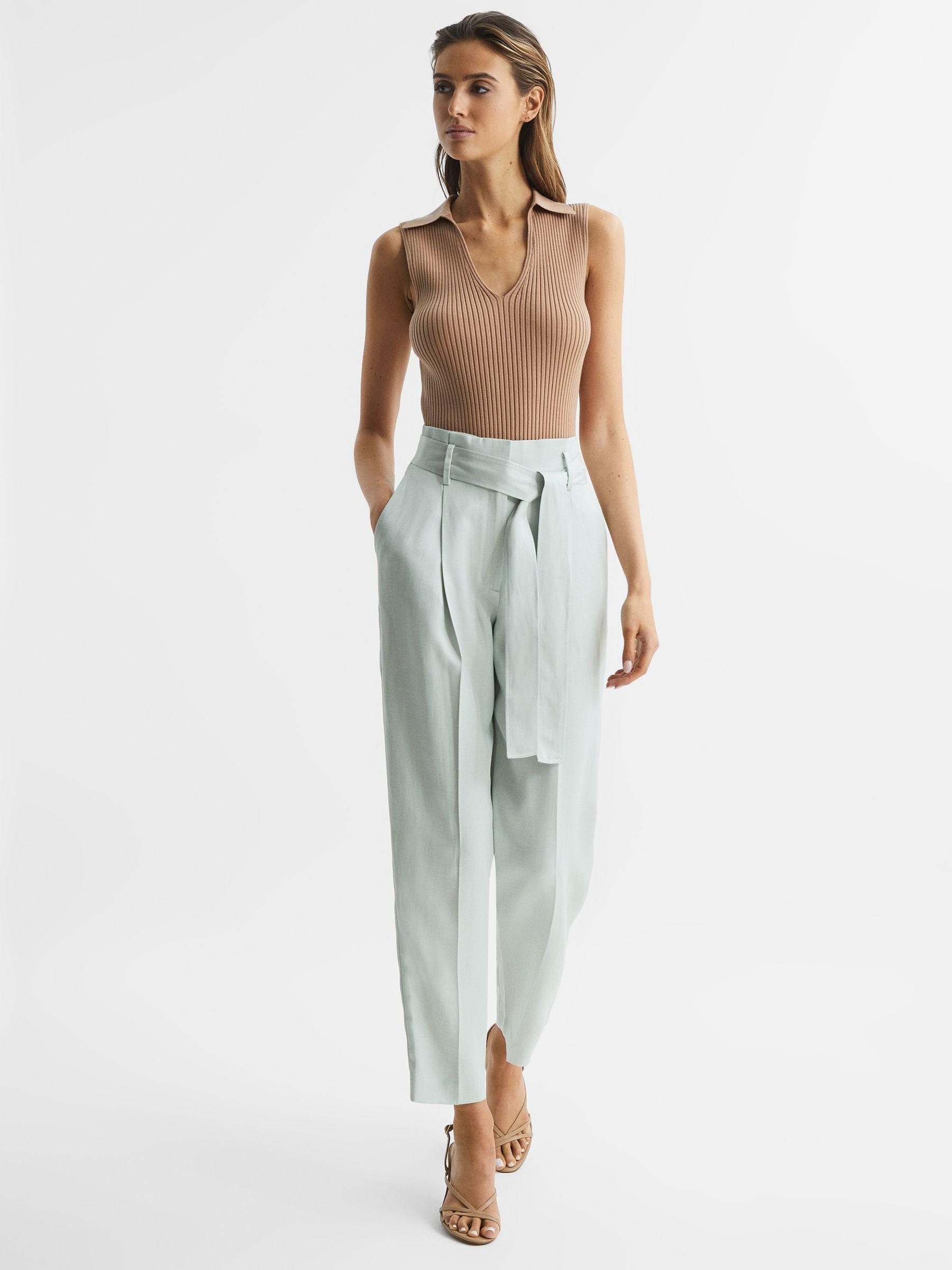 Tapered High Rise Trousers in Mint Product Image