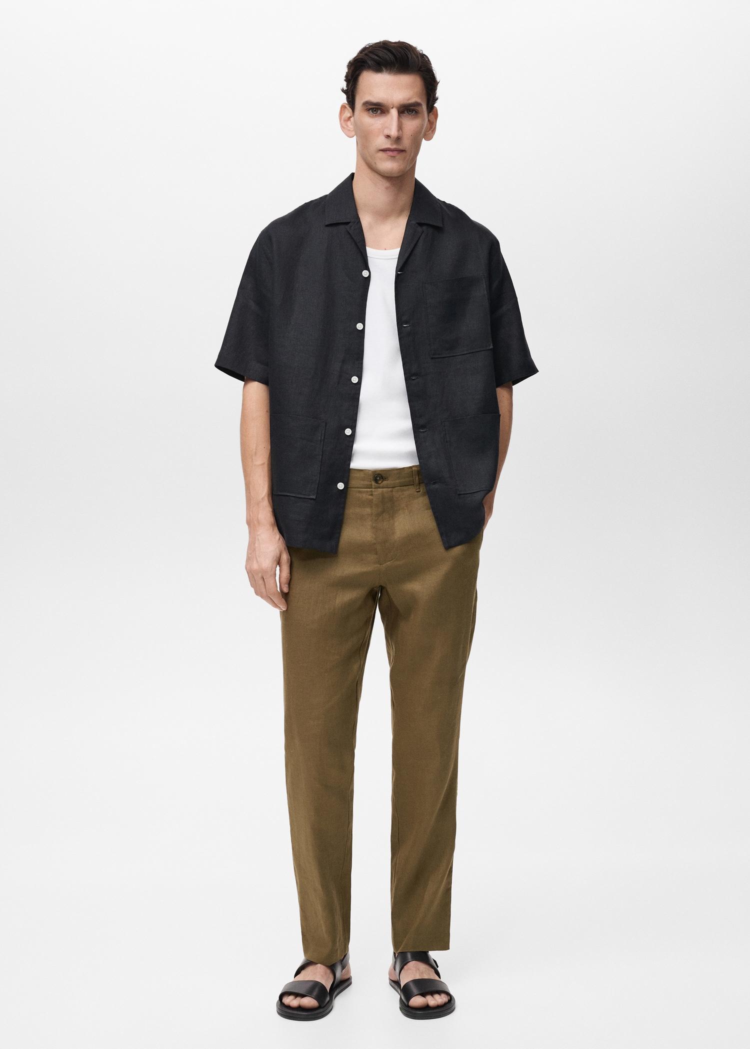 Slim-fit 100% linen pants - Men | MANGO USA Product Image
