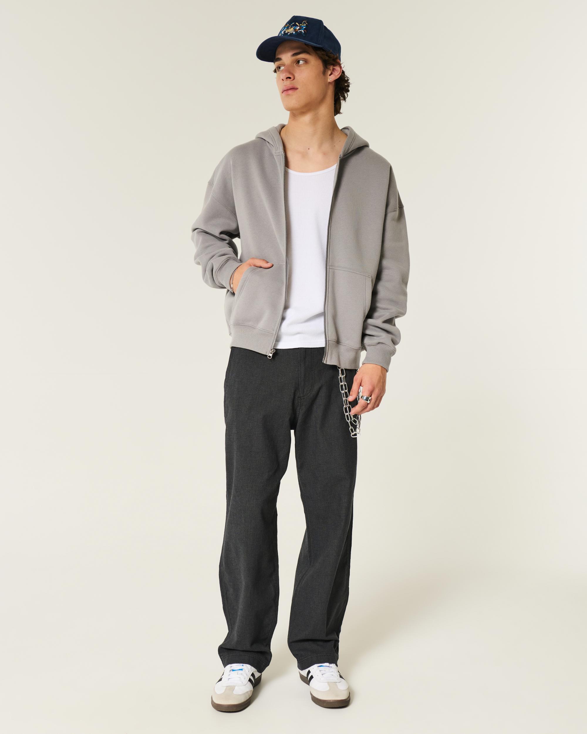 Linen-Blend Flex Waist Baggy Pants Product Image