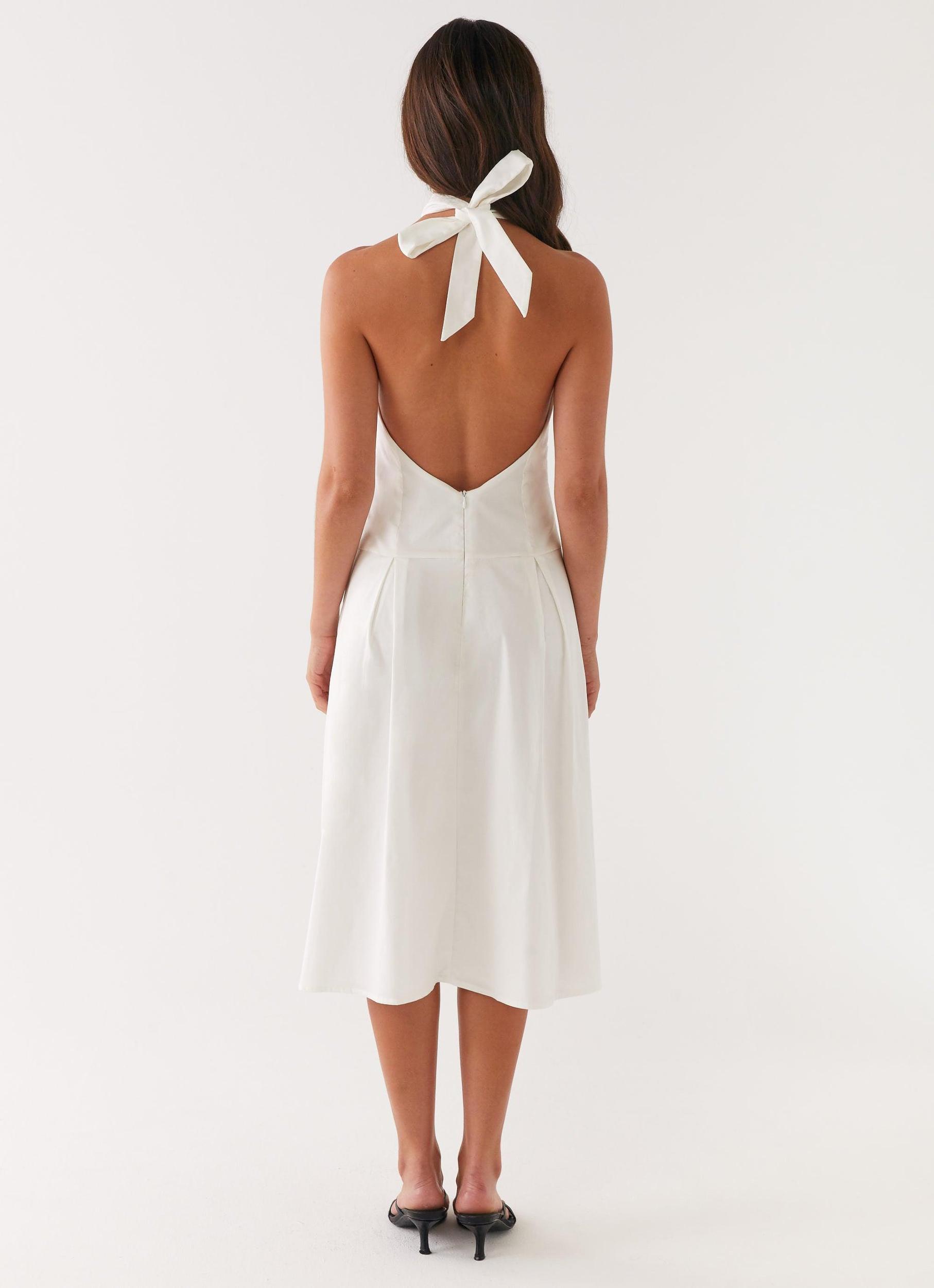 Calla Halter Midi Dress - White Product Image