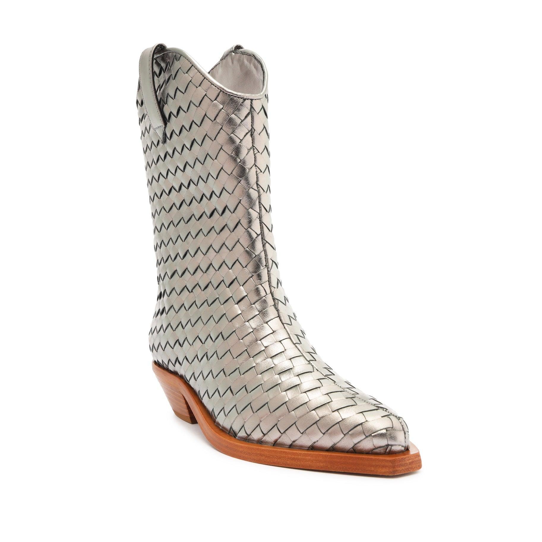 Cicera Woven Metallic Leather Bootie Female Product Image