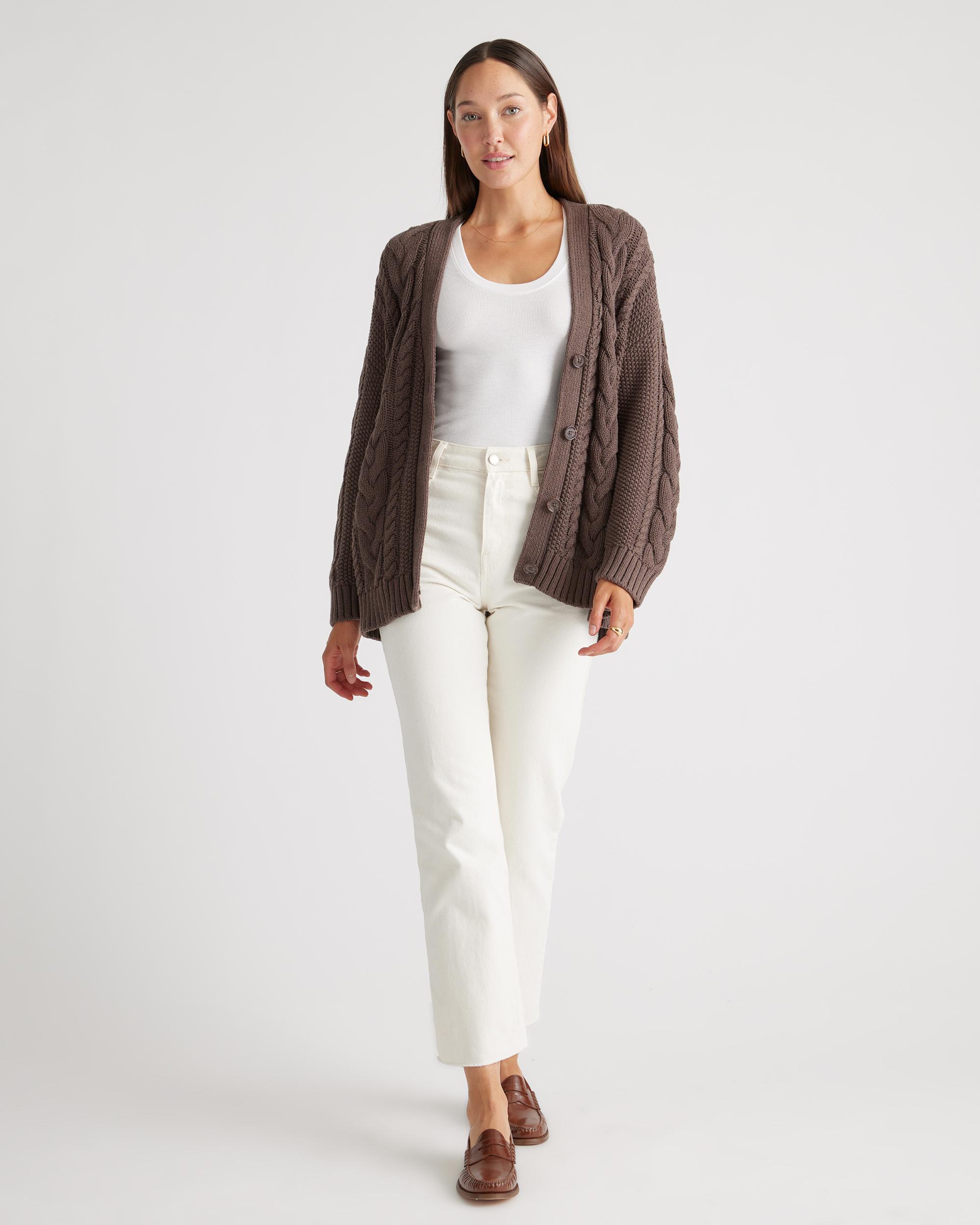 Quince | Women's Oversized Cable Cardigan Sweater Organic Cotton Product Image