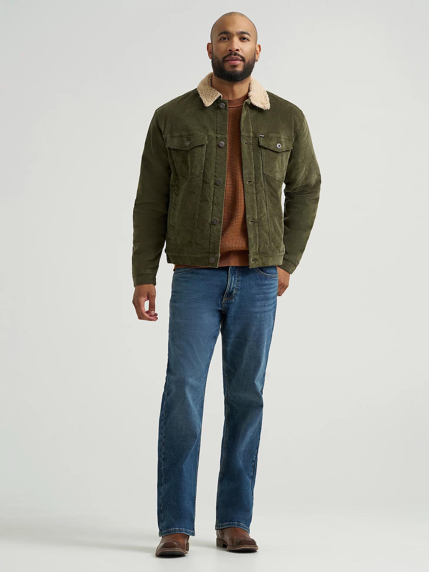 Men's Wrangler® Sherpa Lined Corduroy Trucker Jacket | Men's JACKETS & OUTERWEAR | Wrangler® Product Image