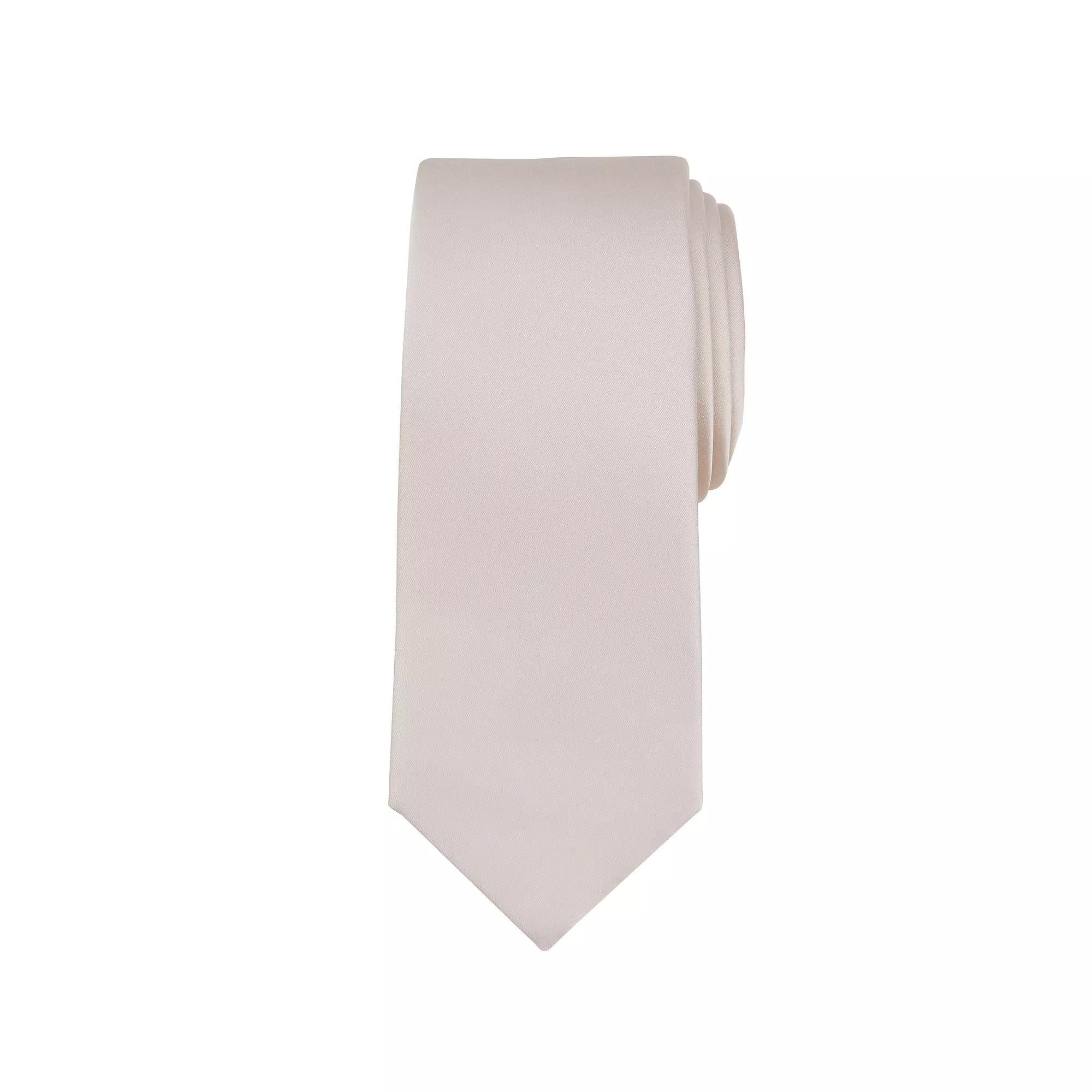 Men's Bespoke Solid Sateen Slim Tie, Ivory Sateen Product Image