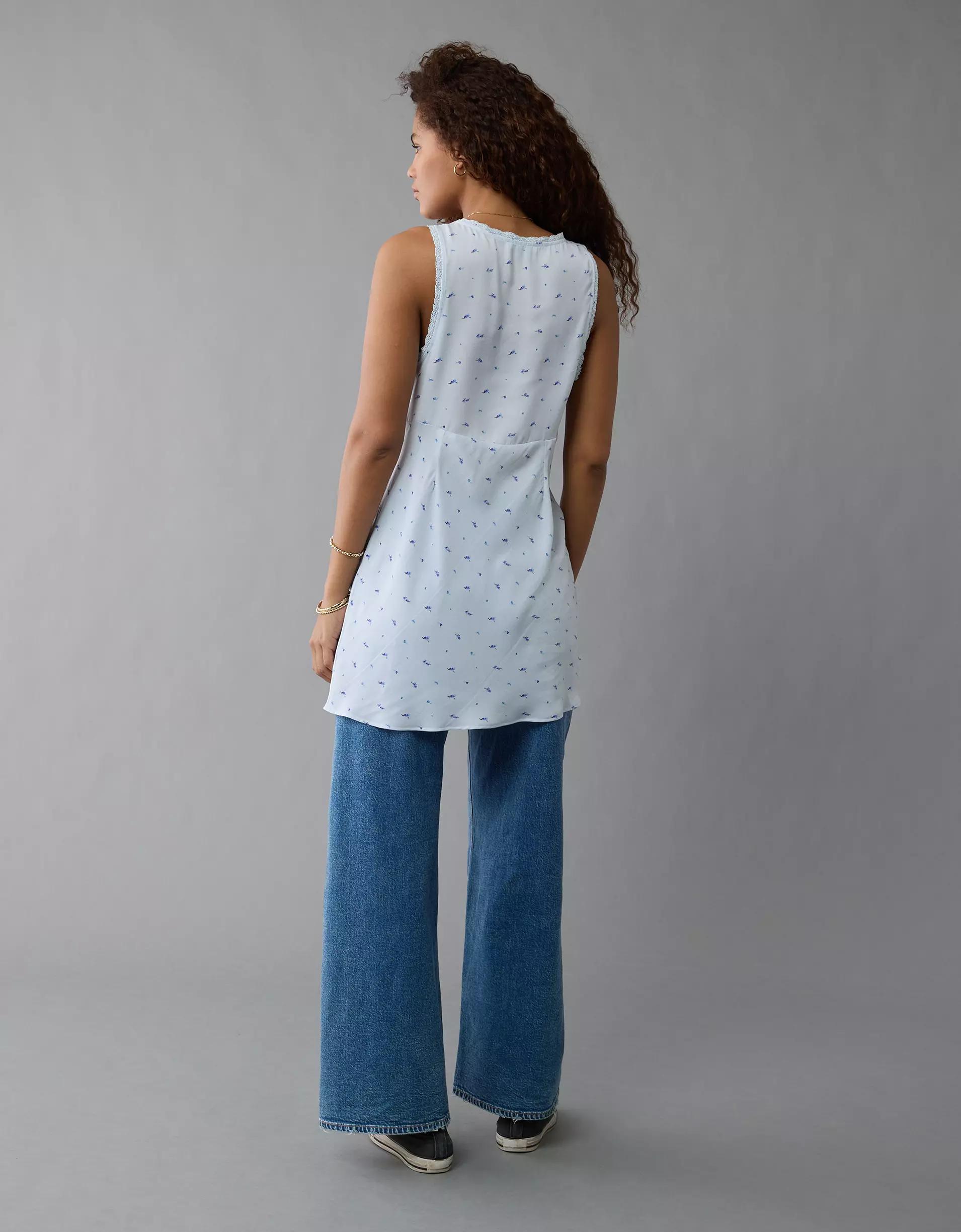 AE Tie Front Mini Slip Dress Product Image