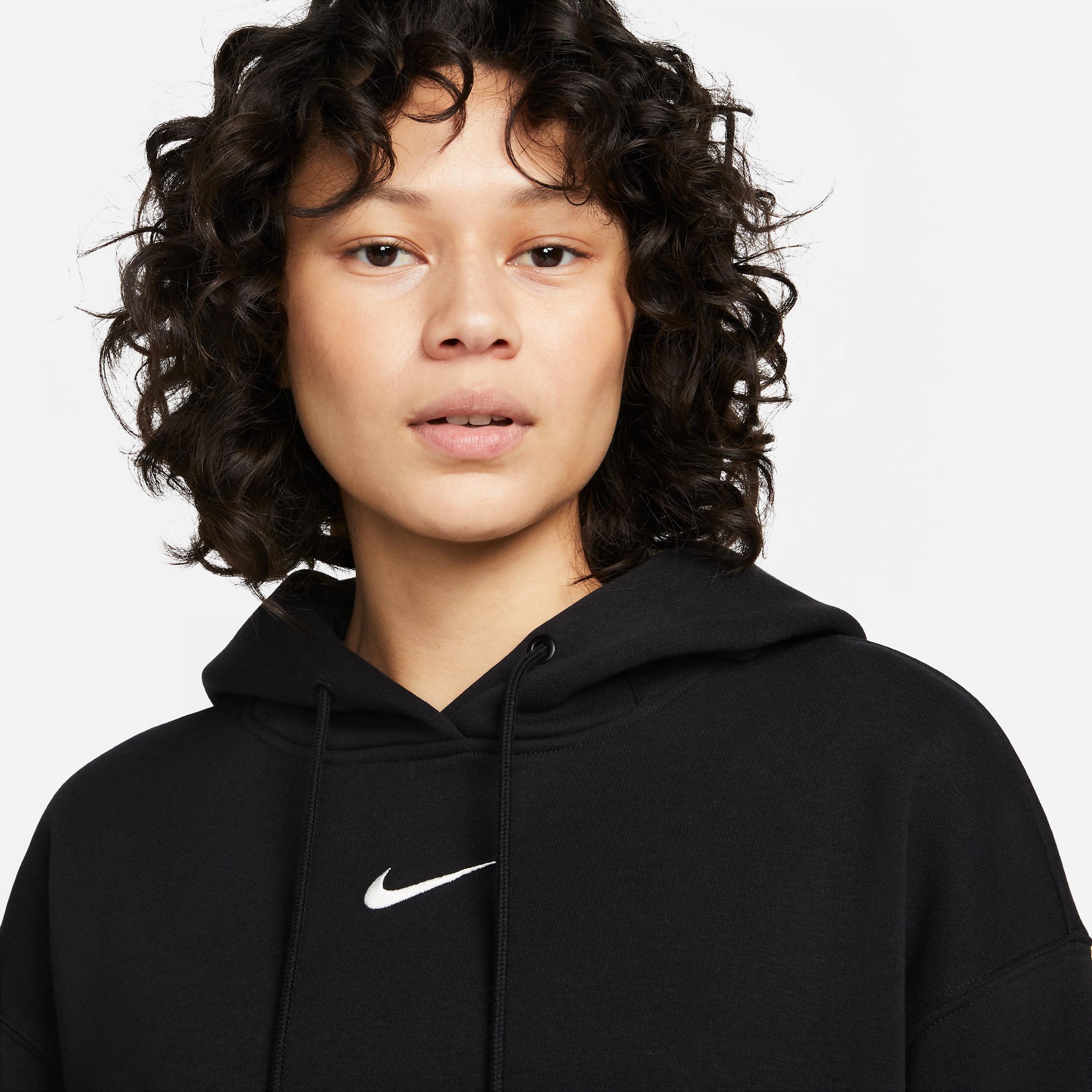 Nike Womens Nike Phoenix Fleece OS Pullover Hoodie - Womens Black/White Product Image