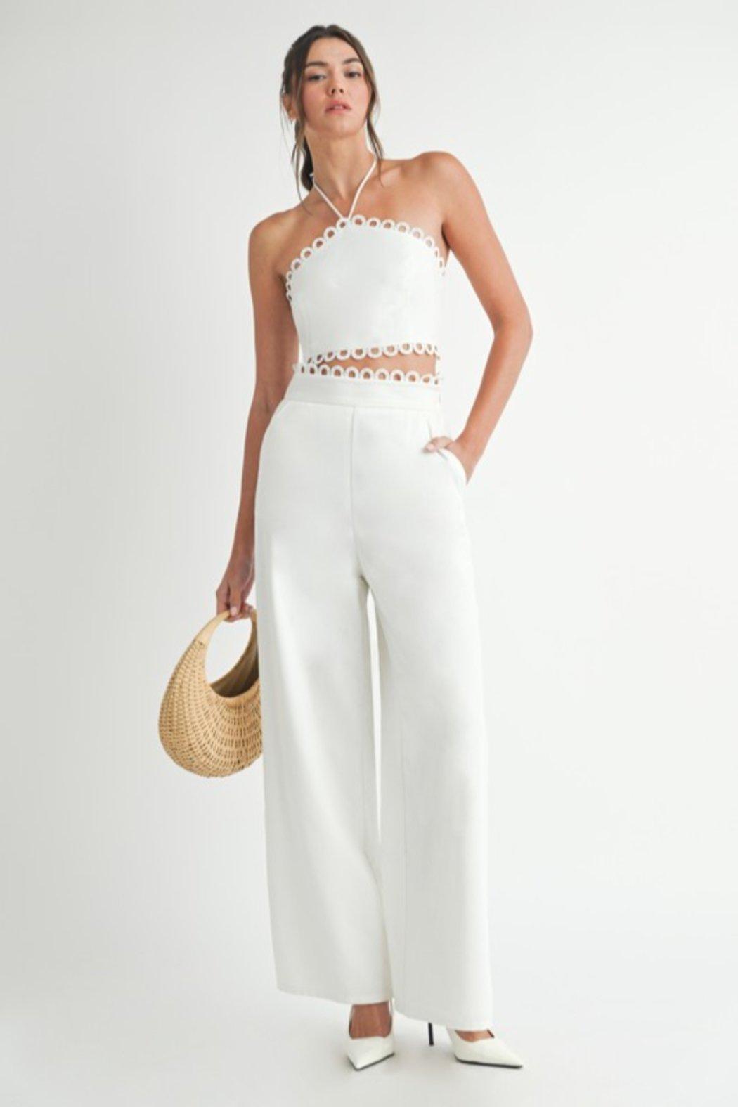 Lace Trim Wide Leg Pant Product Image