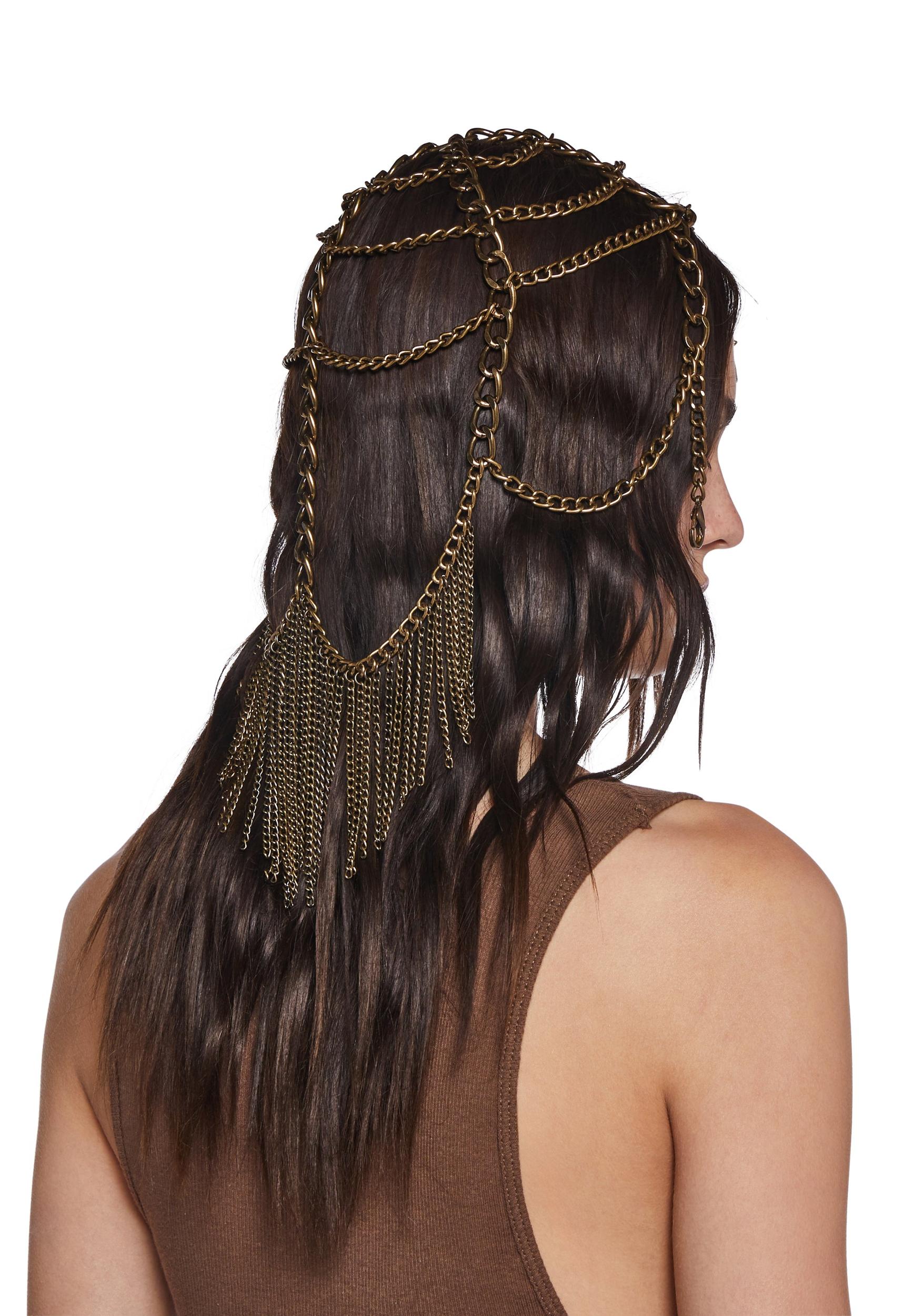 Womens Head Chainlink Fringe Jewelry Darker Wavs - Silver Product Image